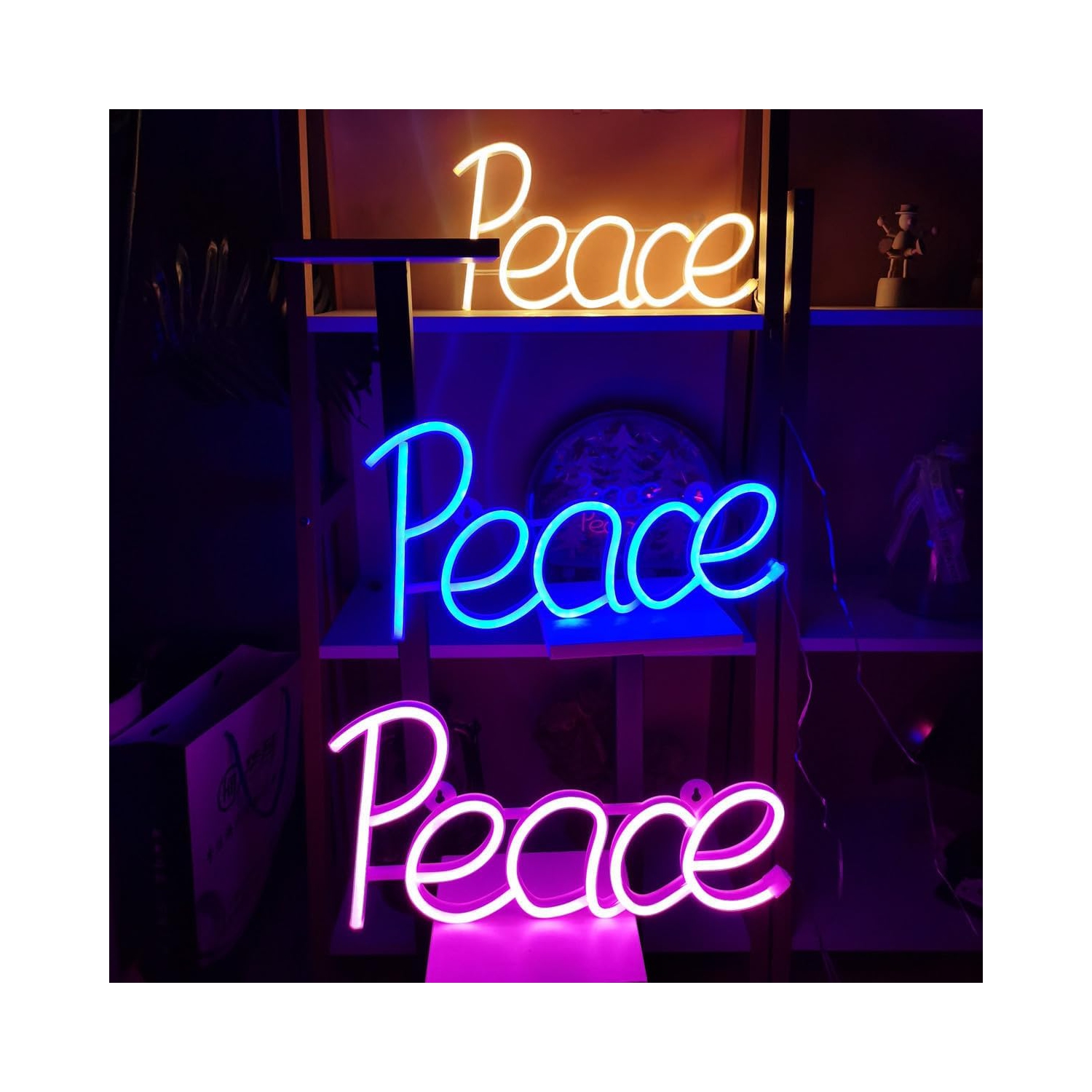 Affiche néon en 1 pièces, panneau néon en forme de tête de vache LED Lampe de nuit USB Lampe de nuit à DEL alimentée par piles, éclairage au néon,