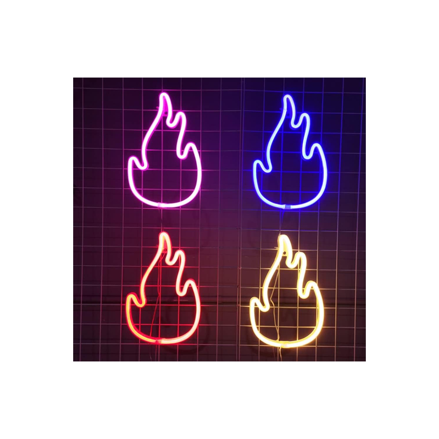 Affiche néon 1 pièces, panneau néon Flame LED lampe de nuit USB Lampe de nuit à DEL alimentée par piles, décoration murale de chambre à coucher