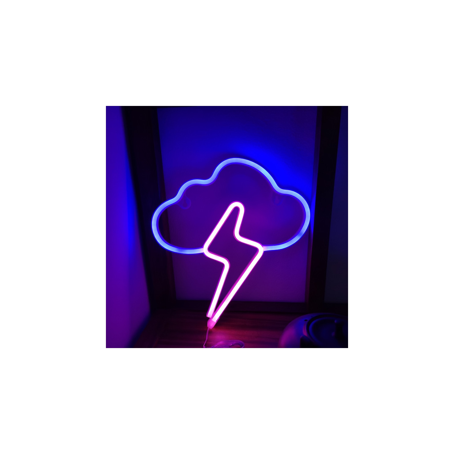1 lumières néon LED nuages, panneau néon effet éclair tonnerre, décoration murale au néon LED alimentée par piles ou USB pour chambre, chambre