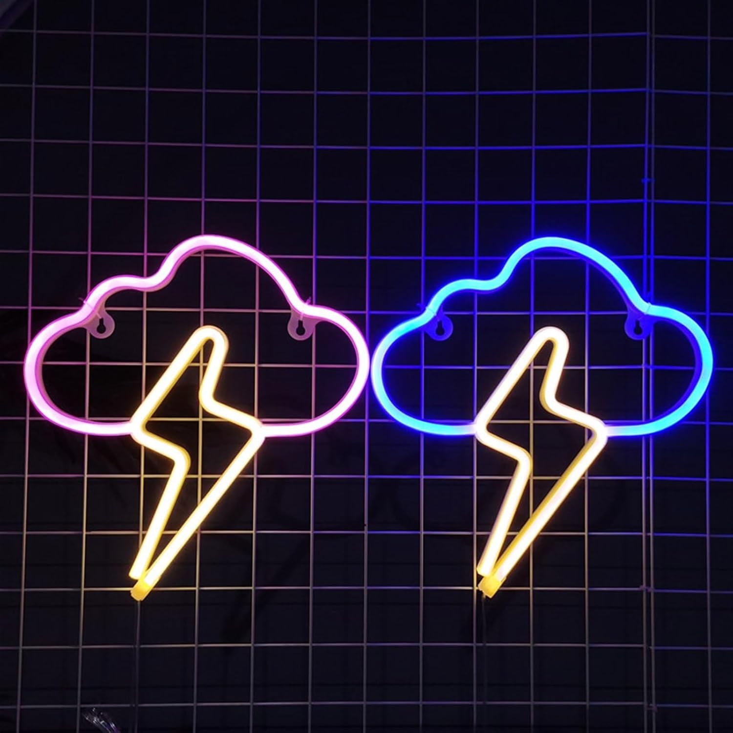 1 lumières néon LED nuages, panneau néon effet éclair tonnerre, décoration murale au néon LED alimentée par piles ou USB pour chambre, chambre