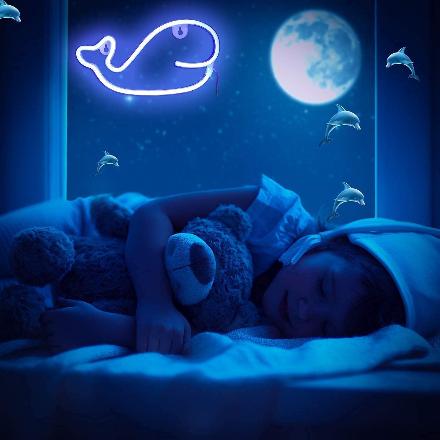 Enseigne néon baleine 1 pièces, décoration murale néon LED, pour décoration murale Chambre de jeu Jeu Chambre de garçon Grand cadeau pour enfant,