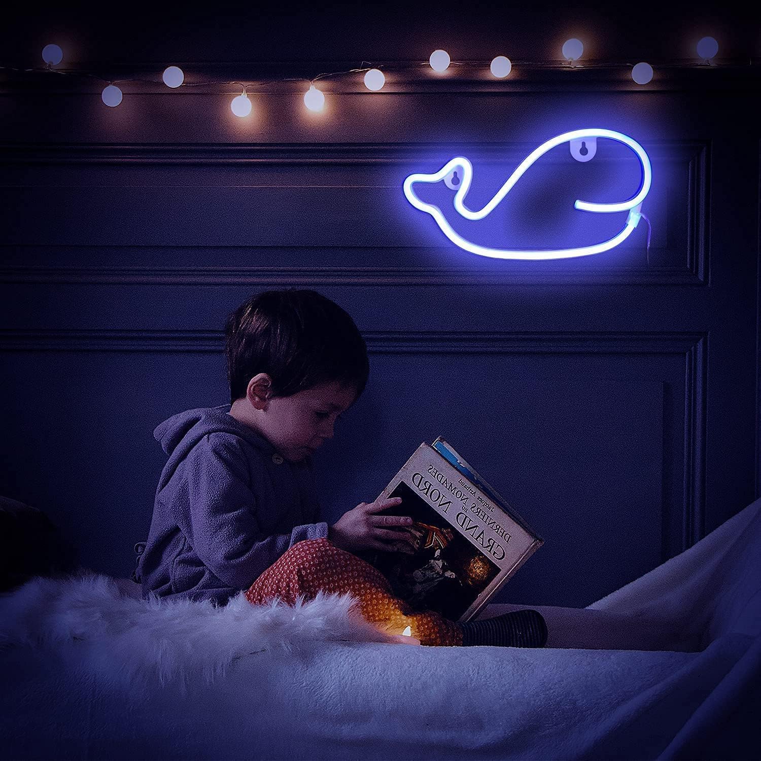 Enseigne néon baleine 1 pièces, décoration murale néon LED, pour décoration murale Chambre de jeu Jeu Chambre de garçon Grand cadeau pour enfant,