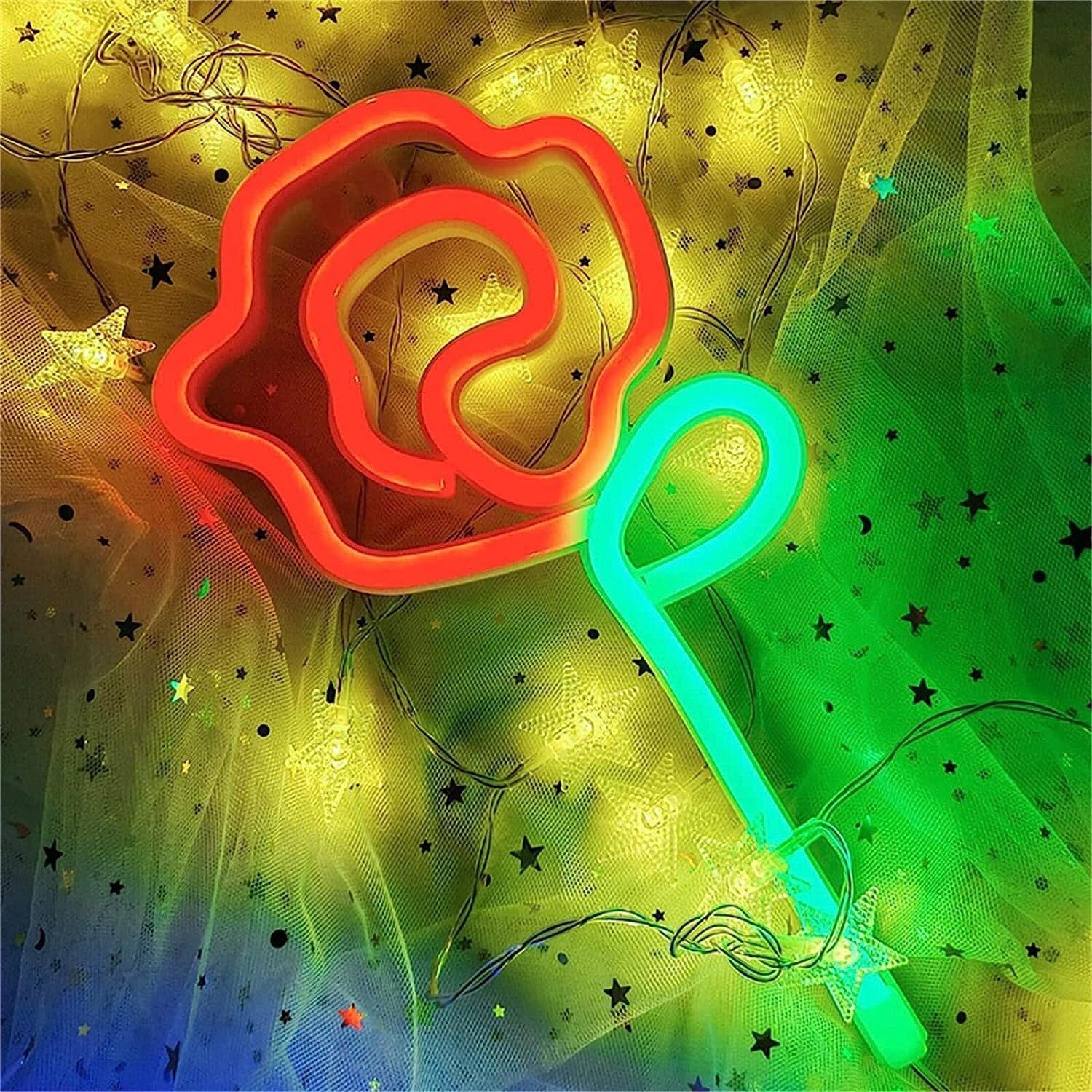 Panneau de 1 lumières fluo LED personnalisable en forme de fleur，Panneau de signalisation de lumières de nuit, 28 14&nbsp;cm