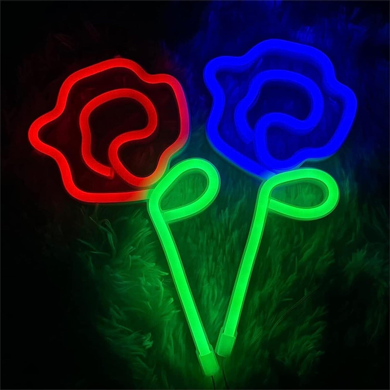 Panneau de 1 lumières fluo LED personnalisable en forme de fleur，Panneau de signalisation de lumières de nuit, 28 14&nbsp;cm