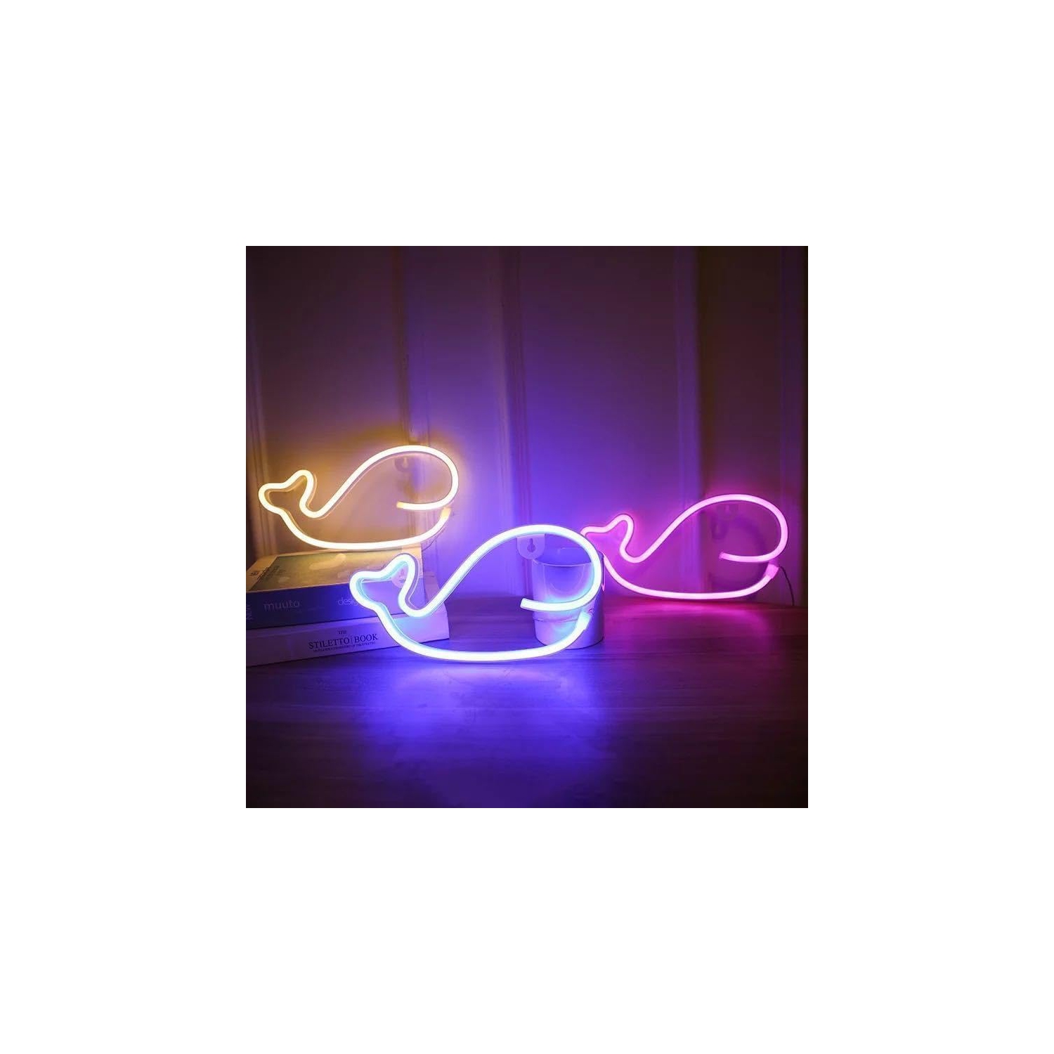 Enseigne néon baleine 1 pièces, décoration murale néon LED, pour décoration murale Chambre de jeu Jeu Chambre de garçon Grand cadeau pour enfant,