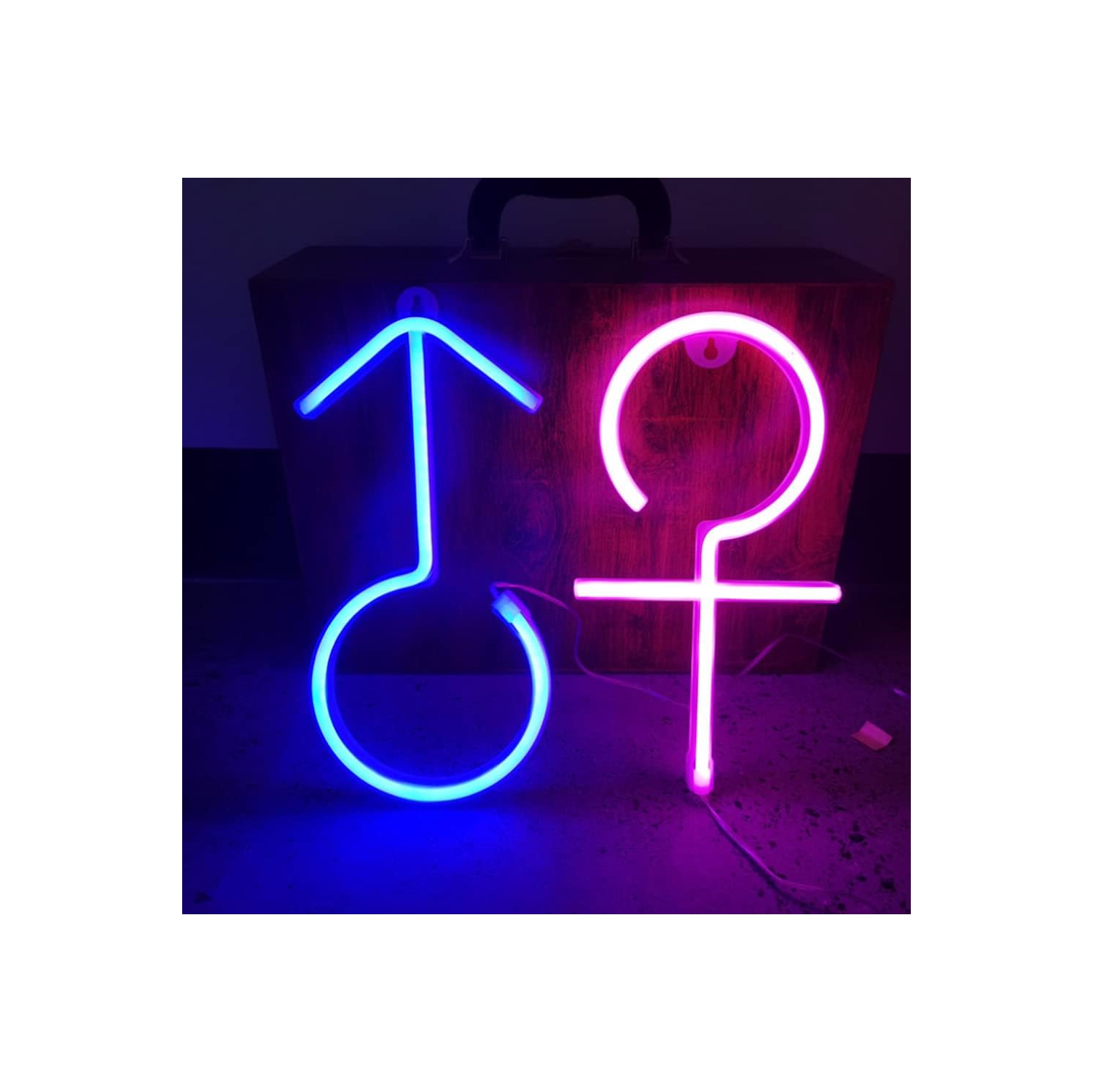 Veilleuse néon 1 pièces, panneaux fluorescents LED Lumière de nuit Hommes et Femmes néons pour chambre d'enfant, éclairage à batterie USB