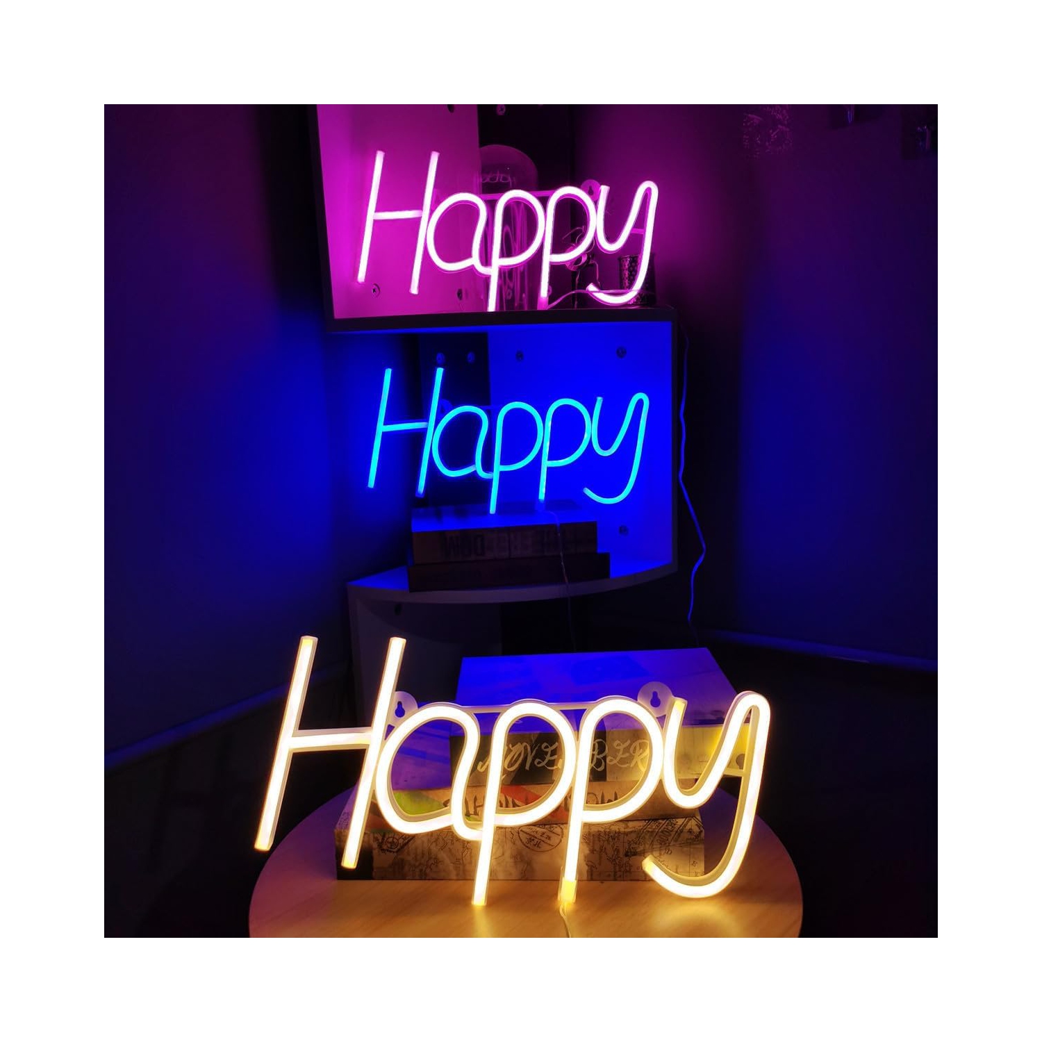 Affiche néon 1 pièces, panneau néon LED lampe de nuit lumière au néon USB Lampe de nuit à DEL alimentée par piles, décoration murale de chambre à