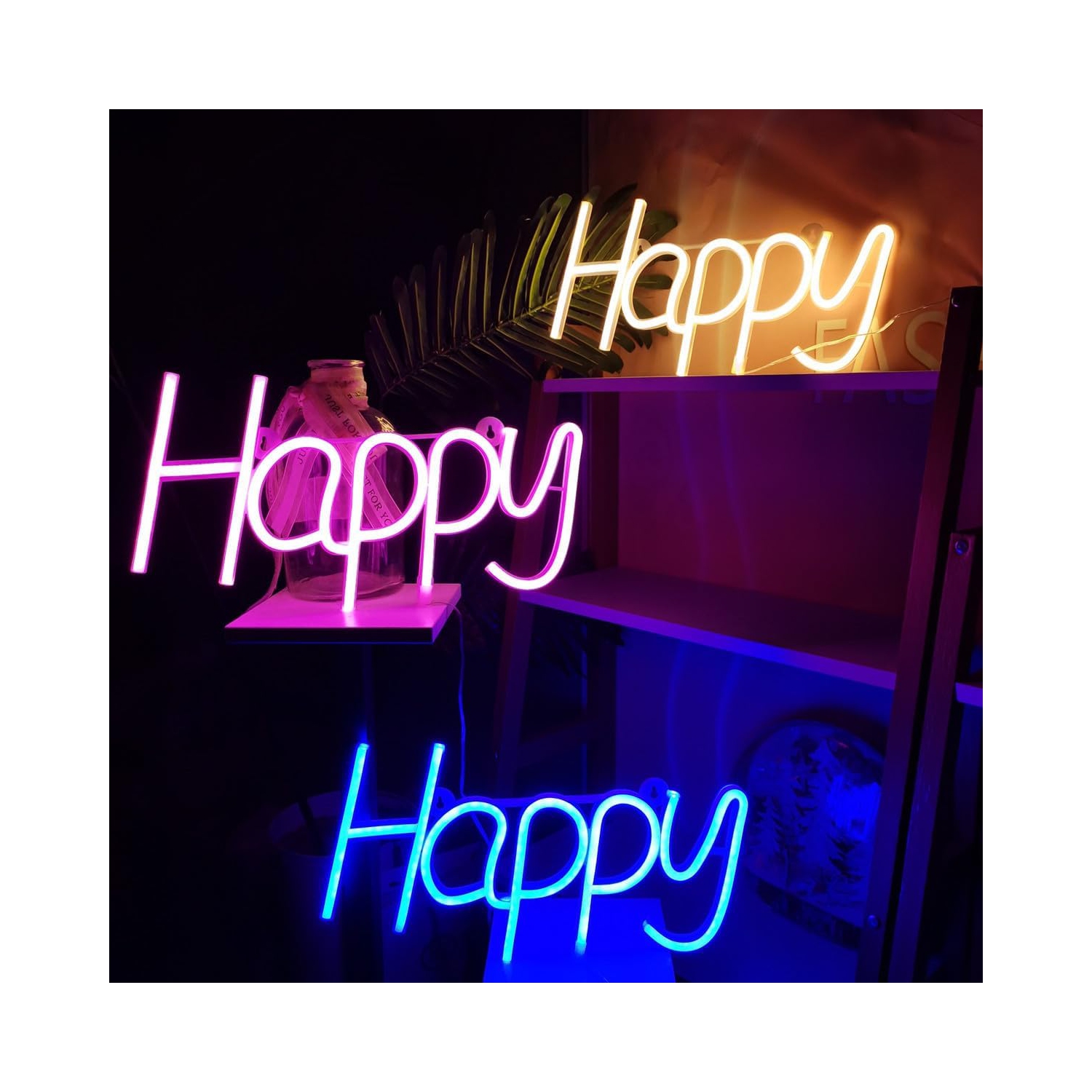 Affiche néon 1 pièces, panneau néon LED lampe de nuit lumière au néon USB Lampe de nuit à DEL alimentée par piles, décoration murale de chambre à