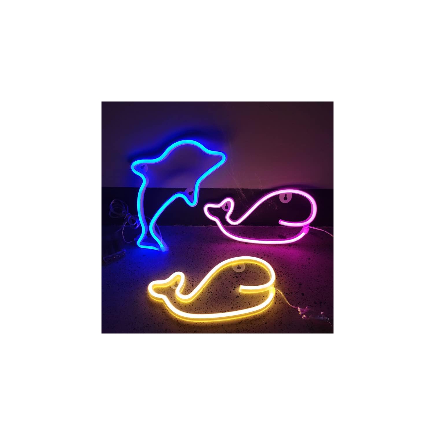 1 panneaux néon baleine, décoration murale néon LED, pour décoration murale Chambre de jeu Chambre de garçon Grand cadeau pour enfant, lampes de nuit