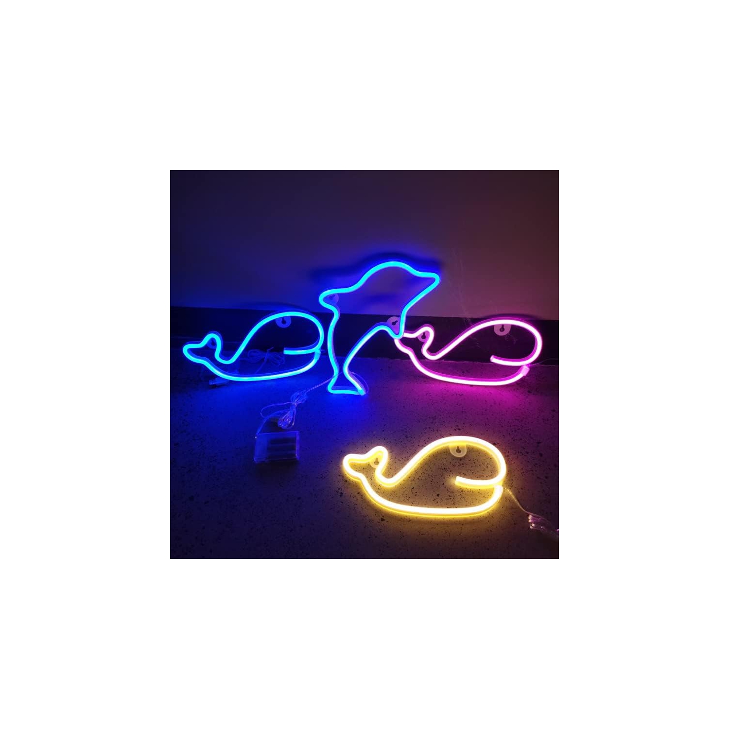 1 panneaux néon baleine, décoration murale néon LED, pour décoration murale Chambre de jeu Chambre de garçon Grand cadeau pour enfant, lampes de nuit