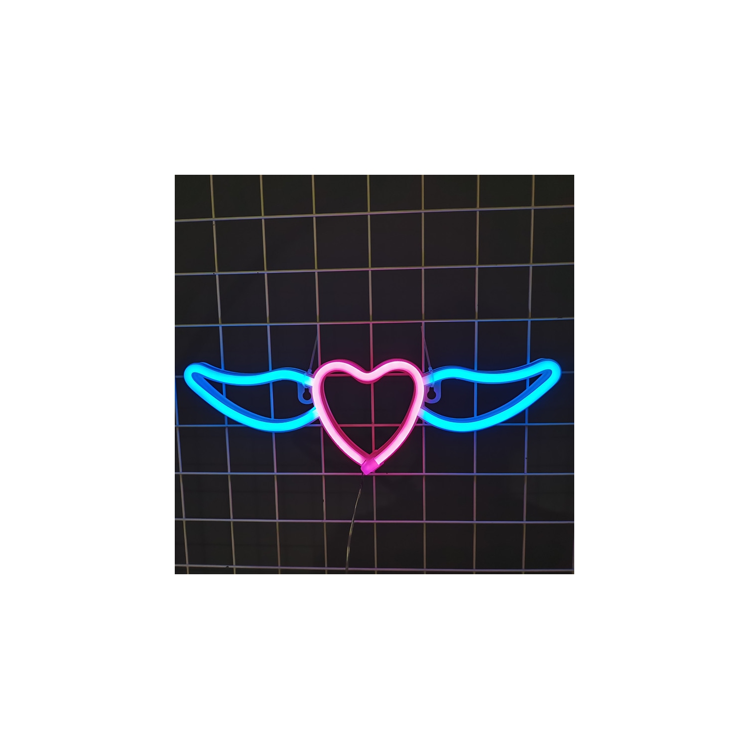 Panneau néon 1 pces Affiche néon LED illuminé, USB ou aile d'ange à piles, lumière néon, veilleuse décorative, coeur, décoration murale, bar, bière