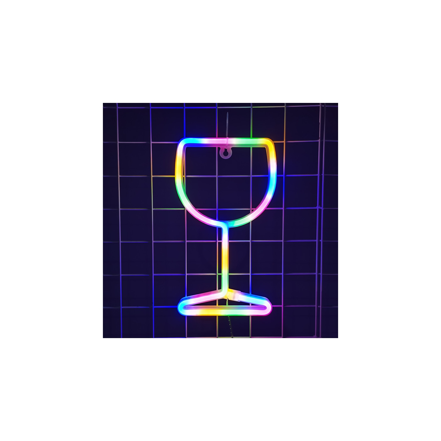 1 panneaux néon verre à vin, lumières fluo LED pour décoration murale Pile/lumières nocturnes colorées USB Lampe de bar pour la maison, Noël,