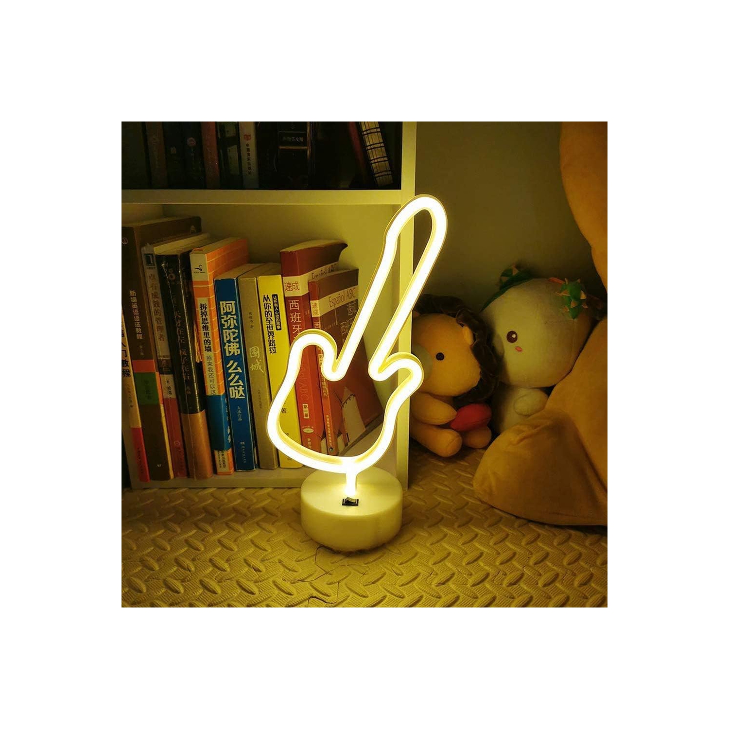 Veilleuse néon 1 pièces, panneaux fluorescents LED Lumière de nuit LED Signes néon Lampes fluo Fonctionnement par piles et USB