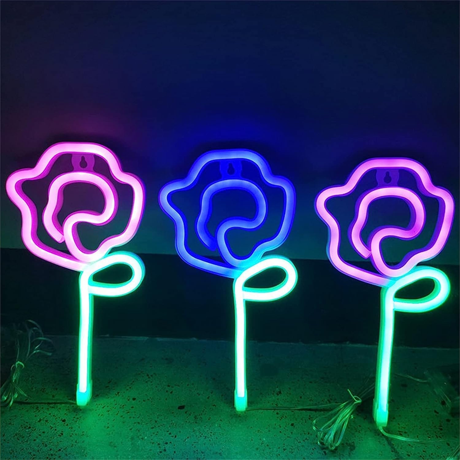 1-pcs Flower Customizable LED Neon Sign，Night Lights Signboard, 28X14cm