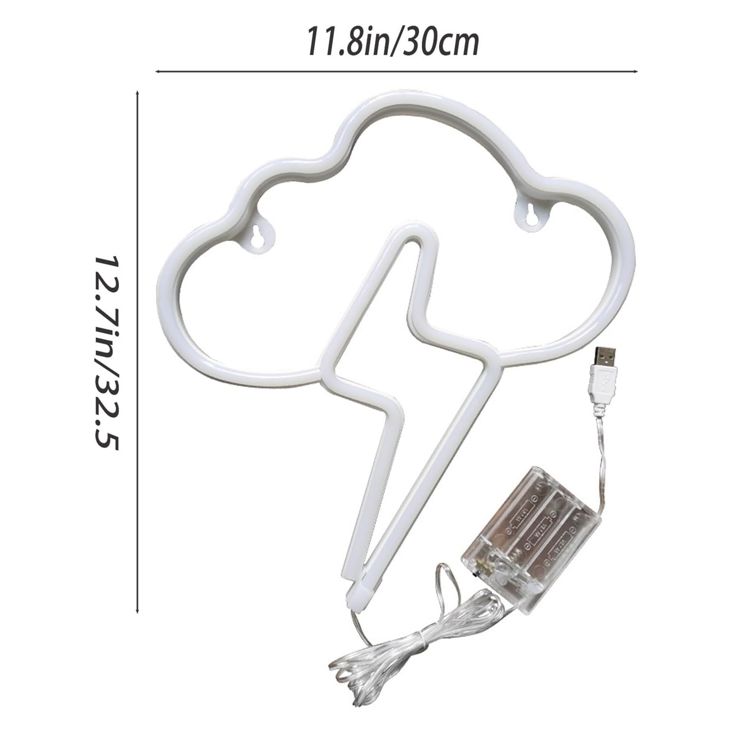 1 lumières néon LED nuages, panneau néon effet éclair, décoration murale néon LED alimentée par piles ou USB