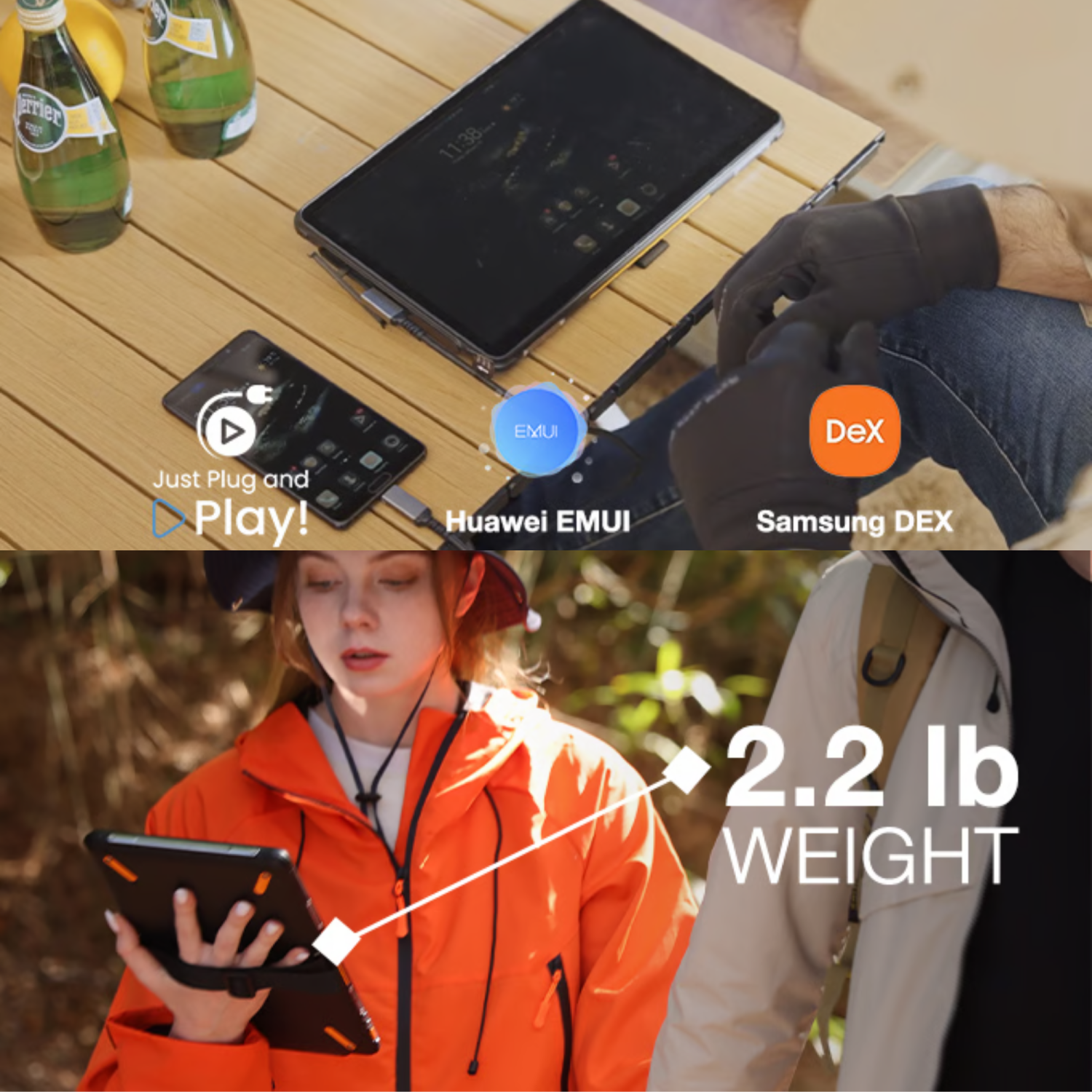 Moniteur portatif robuste à écran tactile de 12&nbsp;po TUTT | Batterie 5000&nbsp;mAh | Résistant à l'eau et aux chutes | Cadre photo numérique |