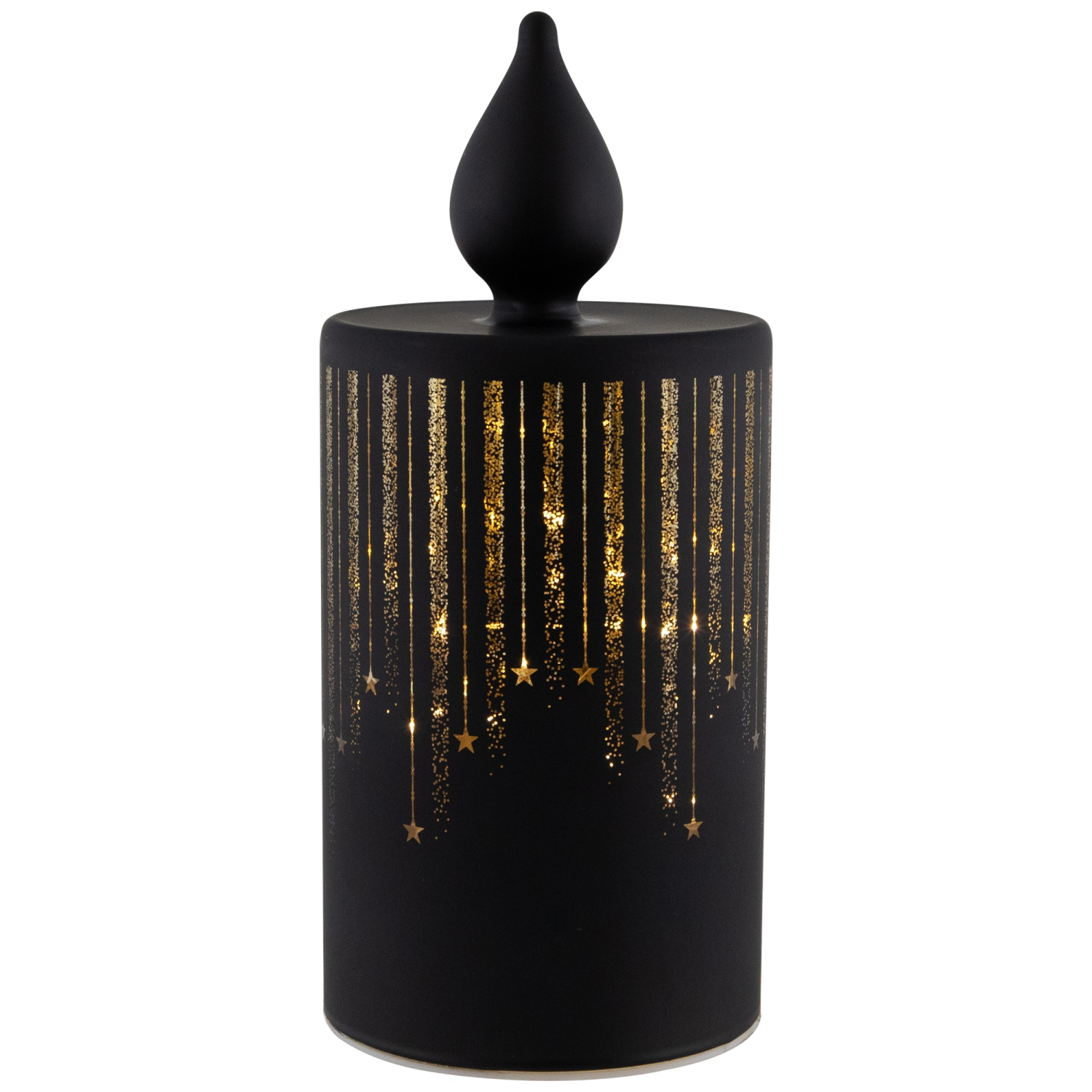 Bougie en verre illuminée avec décorations de Noël en forme d'étoiles de LED - 8 po - Petit