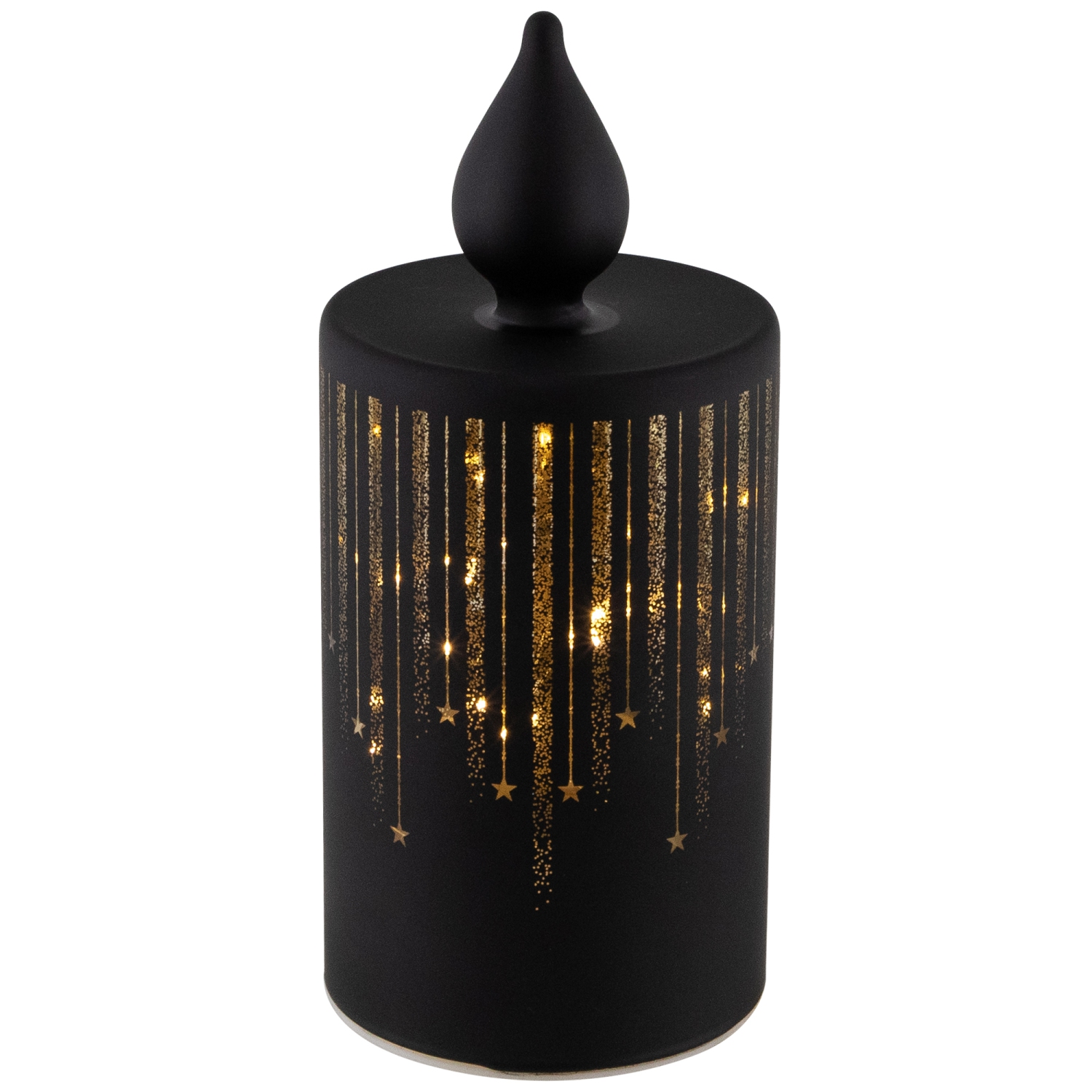 Bougie en verre illuminée avec décorations de Noël en forme d'étoiles de LED - 8 po - Petit