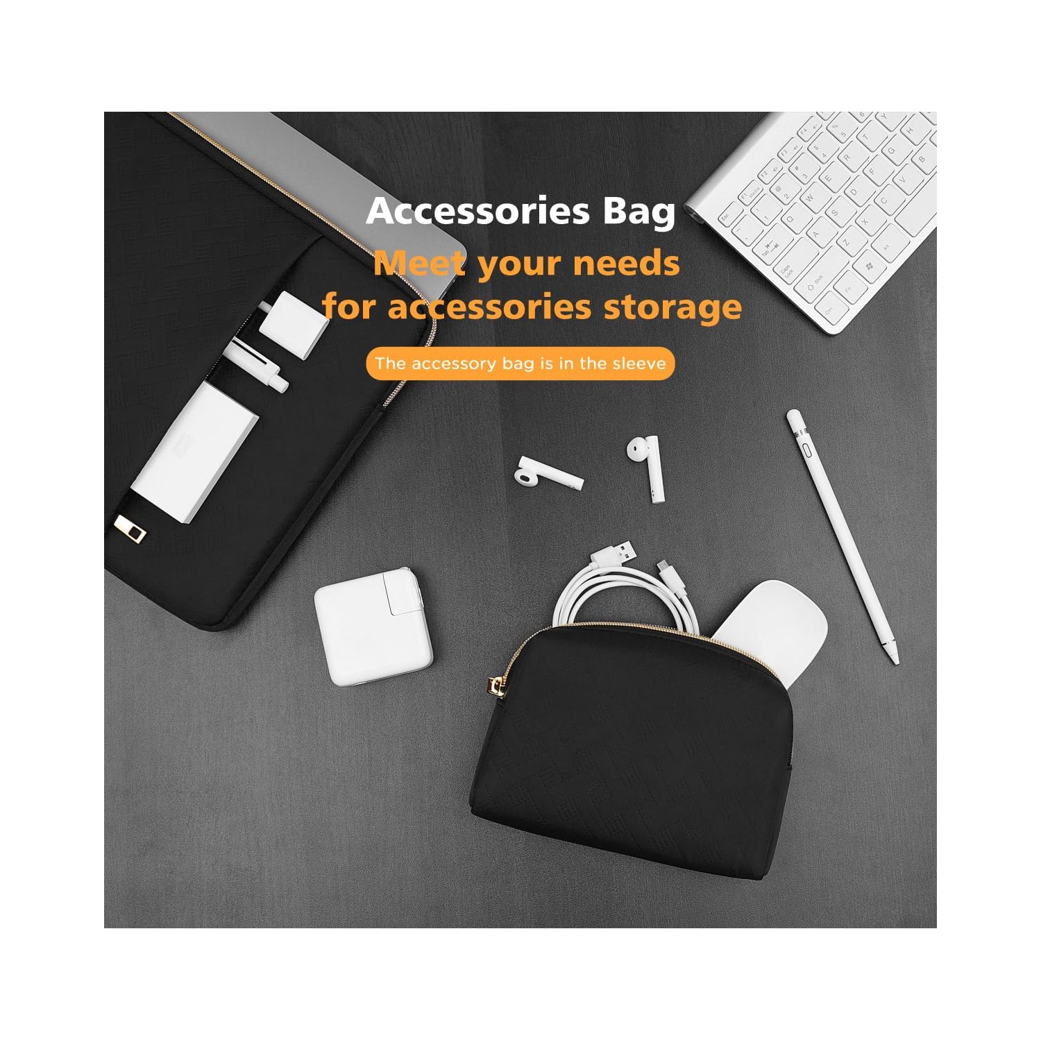 14 inch Laptop Sleeve Case with Accessory Bag for MacBook Air 15 M2 2023/14" Lenovo Flex 14/IdeaPad Flex 5/15.4"