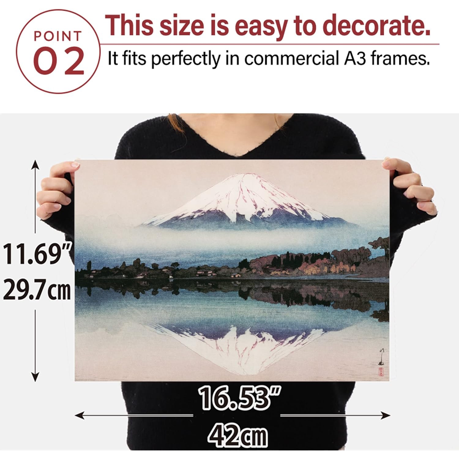 Hiroshi Yoshida «&nbsp;Monte du lac Yamanaka Fuji&nbsp;» Affiche japonaise 16,53&nbsp;poch×11,69&nbsp;po/42㎝×29.7㎝(A3)＜Papier d'art