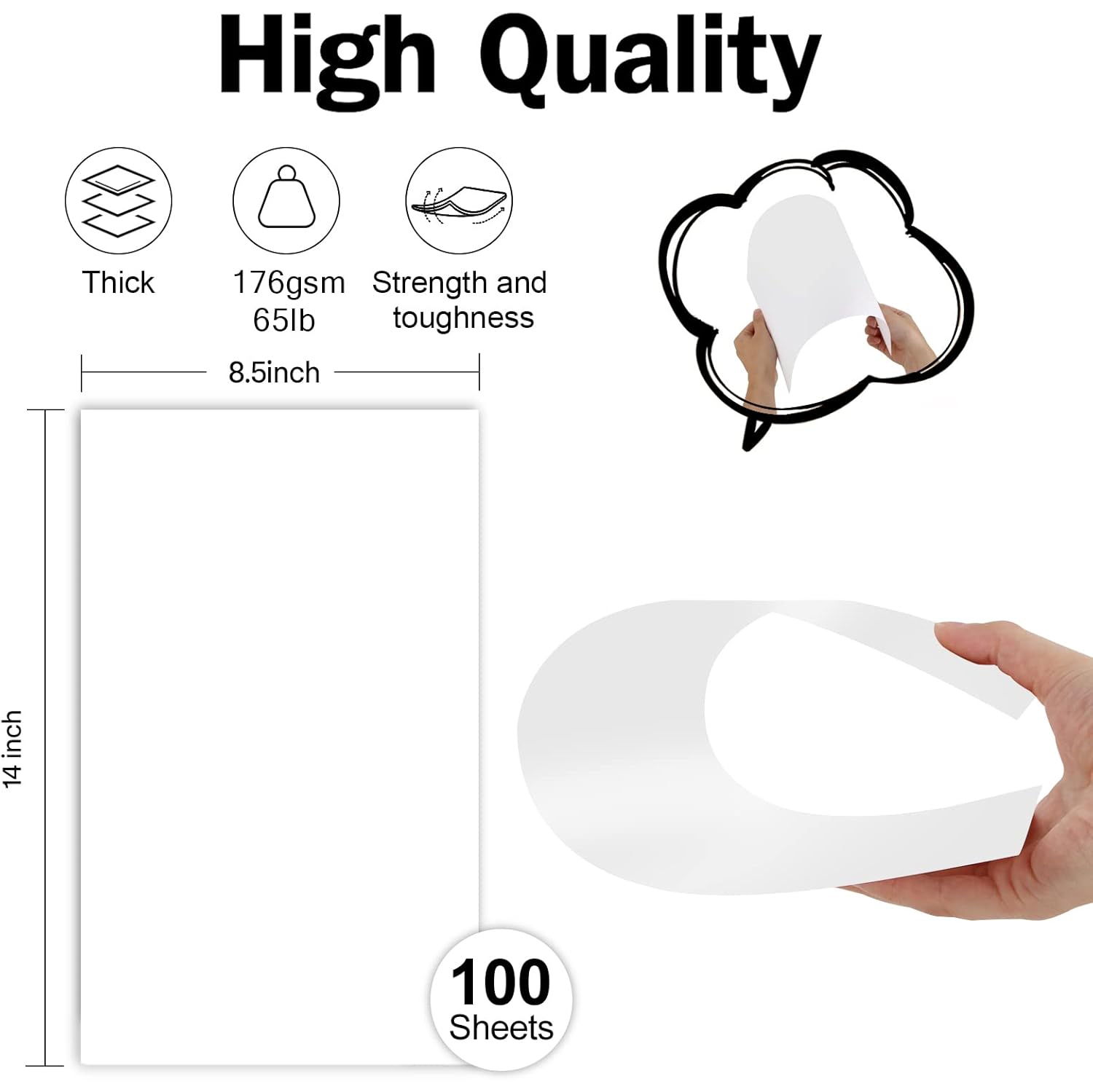 Papier blanc 8,5x14 épais 100 feuilles, papier épais 65&nbsp;lb épais format légal pour imprimante pour arts