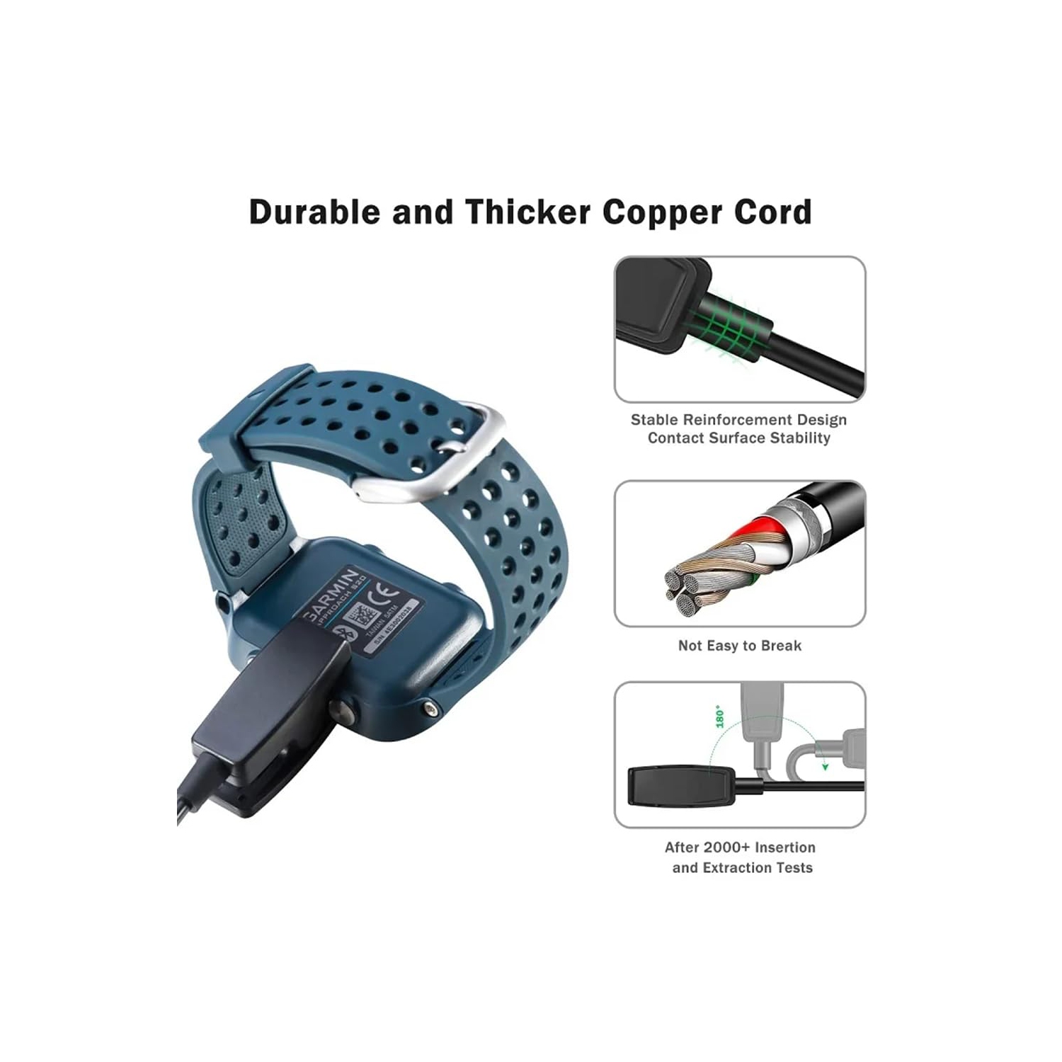 Charger for Garmin Lily 2, USB Charging Cable Cord Charging Dock Charger Stand, 1M