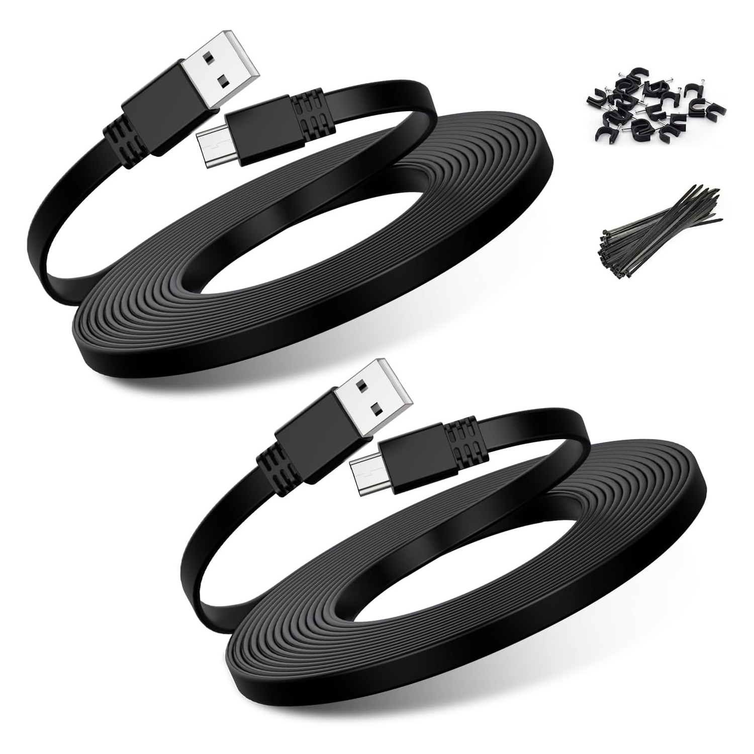 ro USB Power Cable 30FT 2Pack,9M Flat ro USB Charging Power Cord,Charger for Wyze Cam Pan V4,Yi