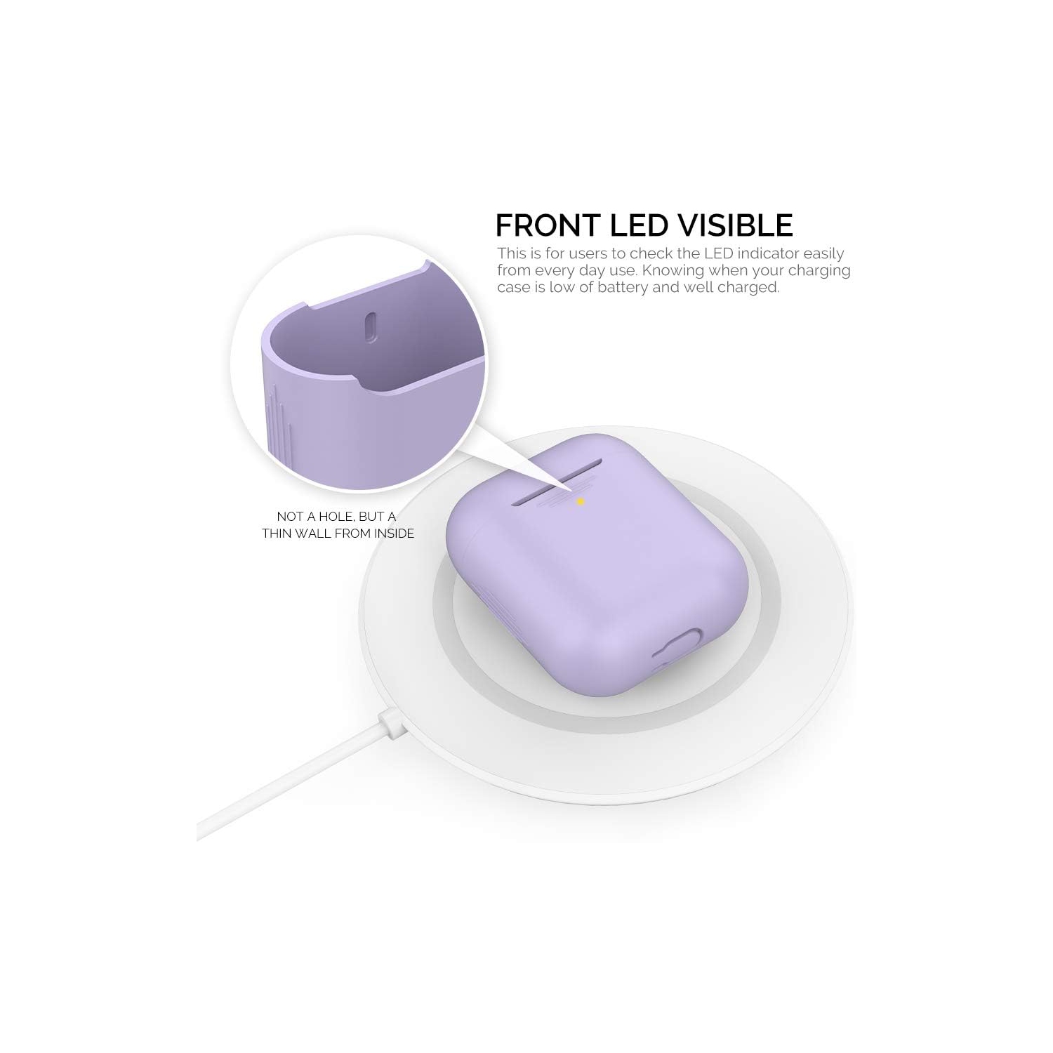 Silicone Case Cover [Front Visible] Compatible with AirPods 2 (Lavender)
