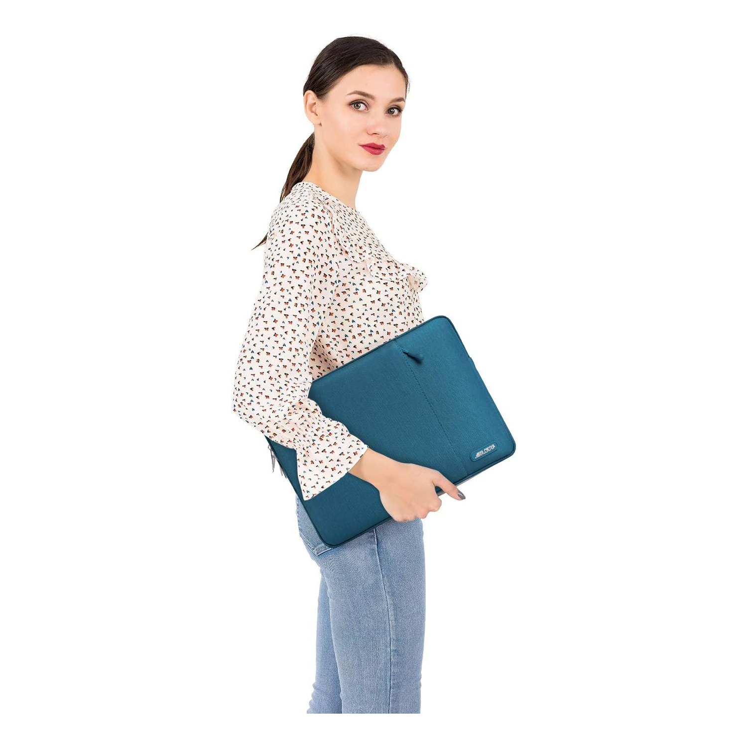 Laptop Sleeve Bag Compatible with Laptop 16 inch, Polyester Vertical Case with Pocket, Deep Teal