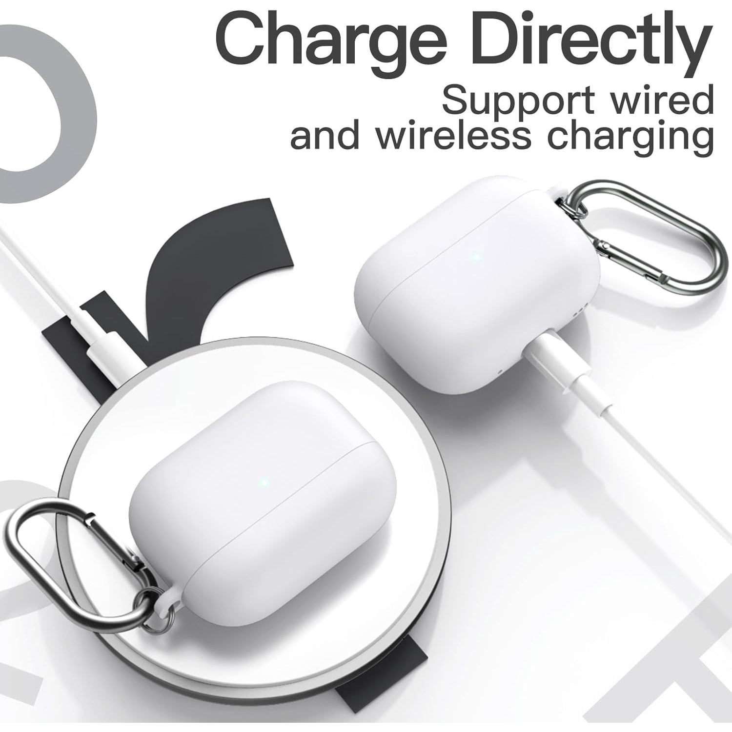 Upgraded Silicone Case Cover for AirPods Pro with Keychain, Hard PC