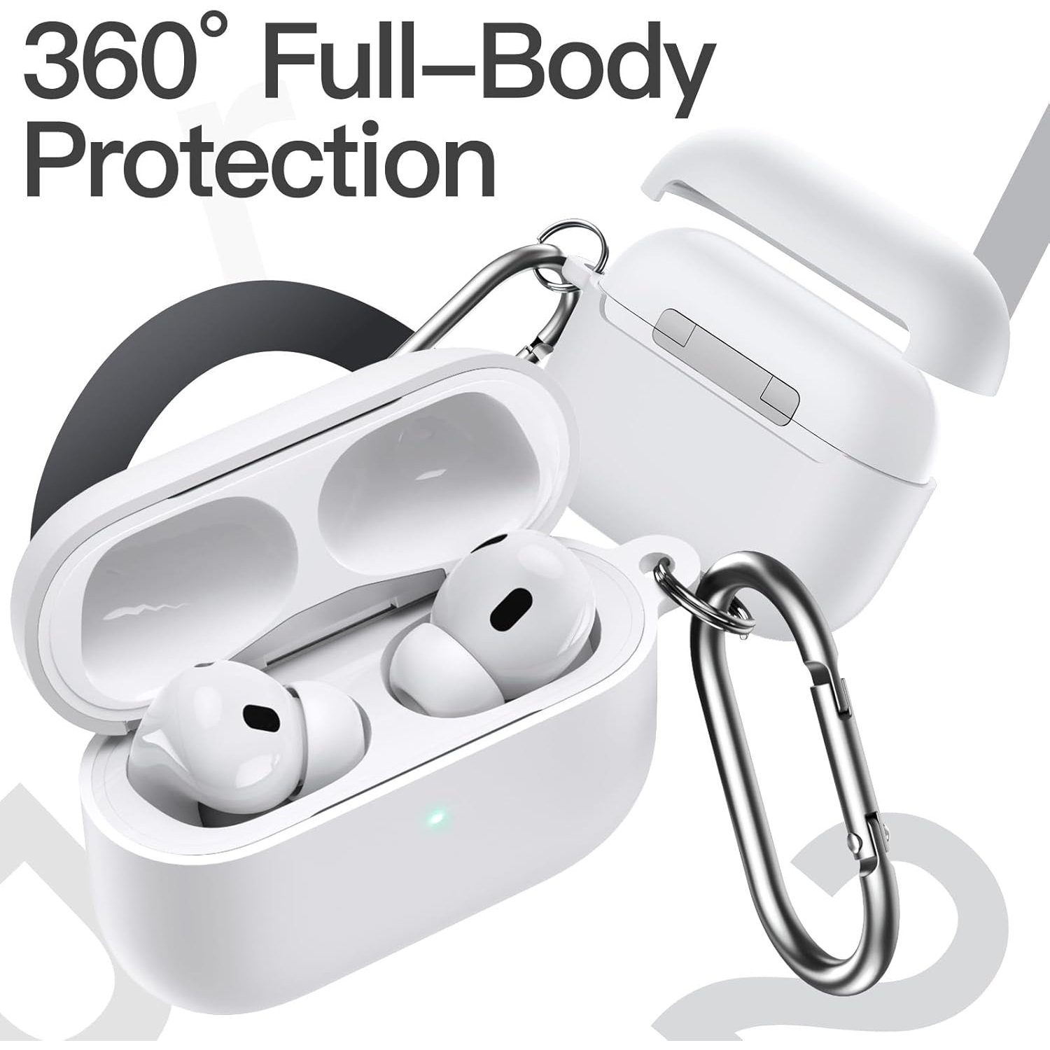 Upgraded Silicone Case Cover for AirPods Pro with Keychain, Hard PC