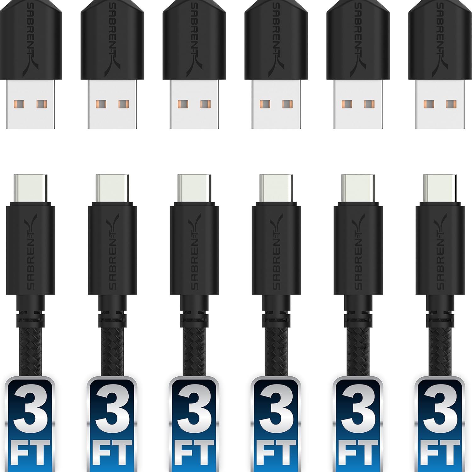 USB C Cable, [6-Pack, 3 ft] 3.0A QC Fast Charging USB Type C, Premium Nylon Braided, Fast Data syncing