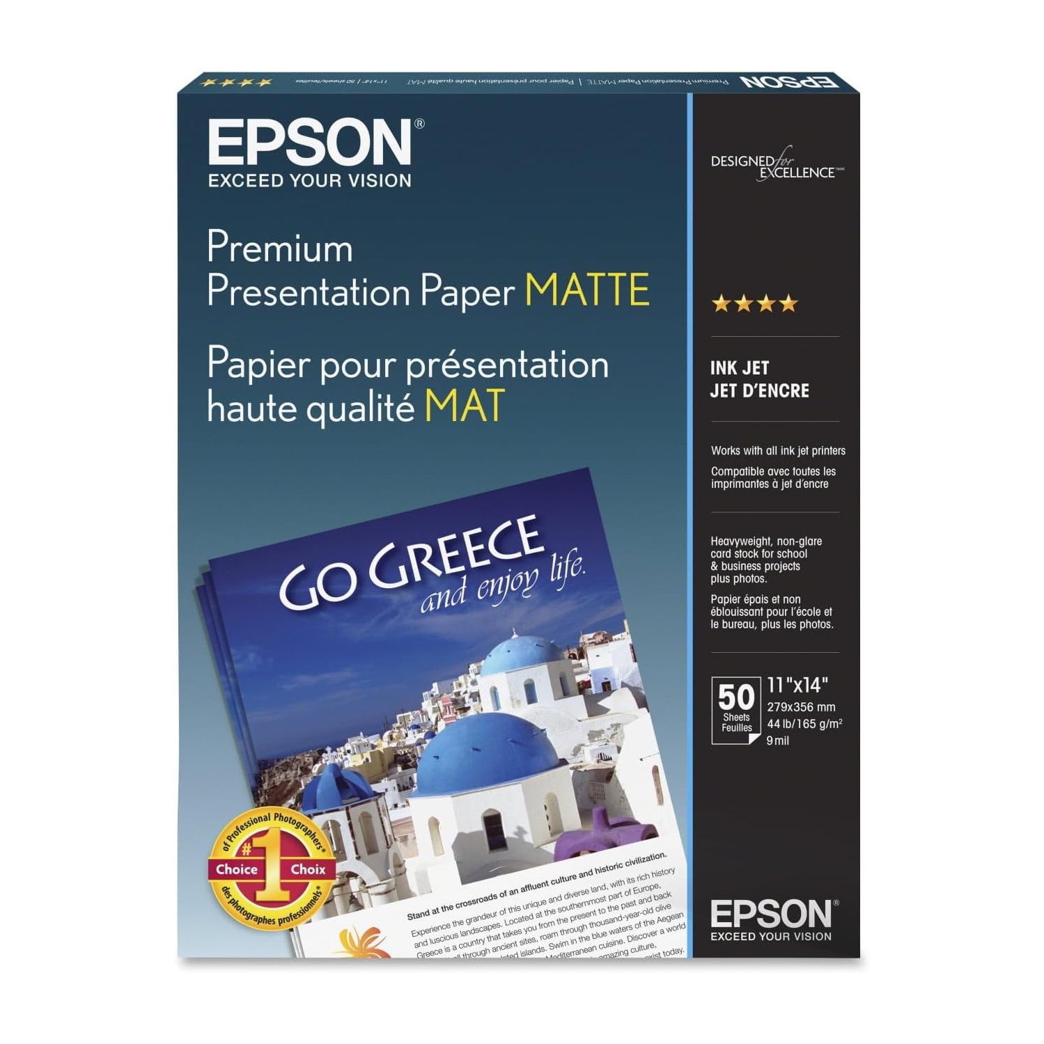 S041468 Papier mat sans bordure blanc brillant, 11 x 14&nbsp;po
