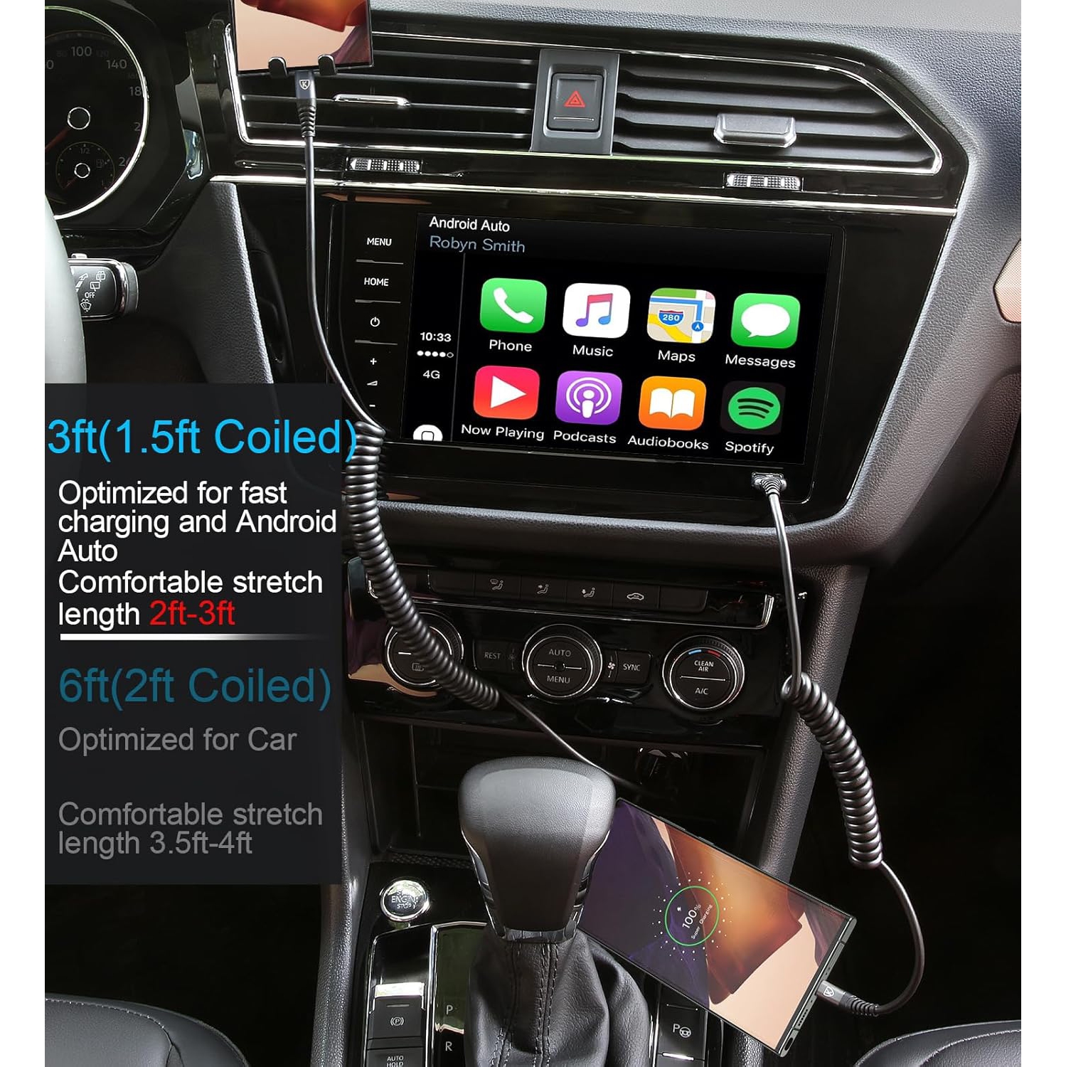 USB C to USB C Cable 3ft, 2Pack Coi USB C Charger Cable for Car, Type C Fast Charging Cable for iPhone 15/15 Plus/