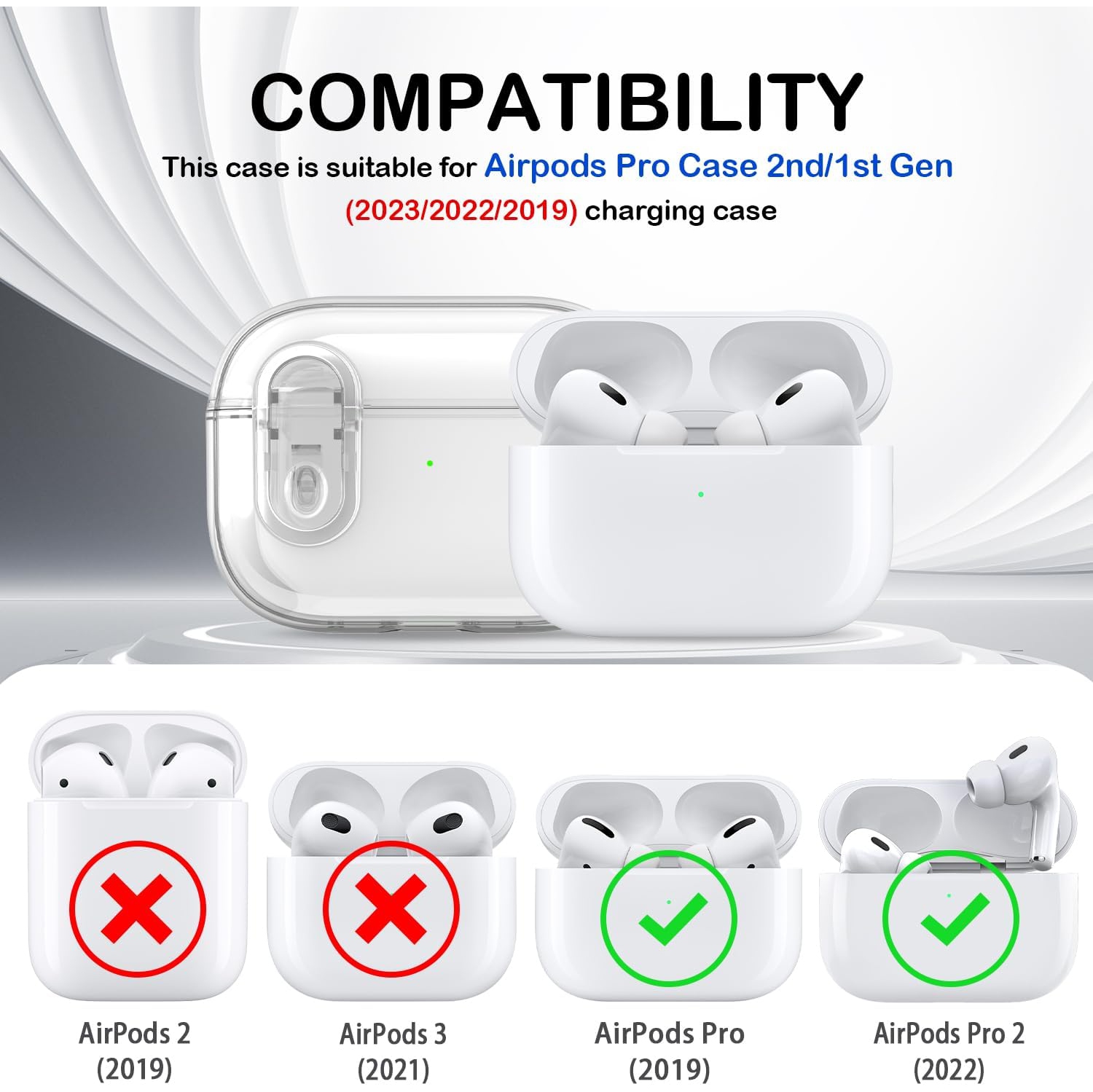 for Airpods Pro 2nd Generation Case with Secure Lock, Compatible with Airpods Pro Case 2nd/1st Gen, Clear Soft