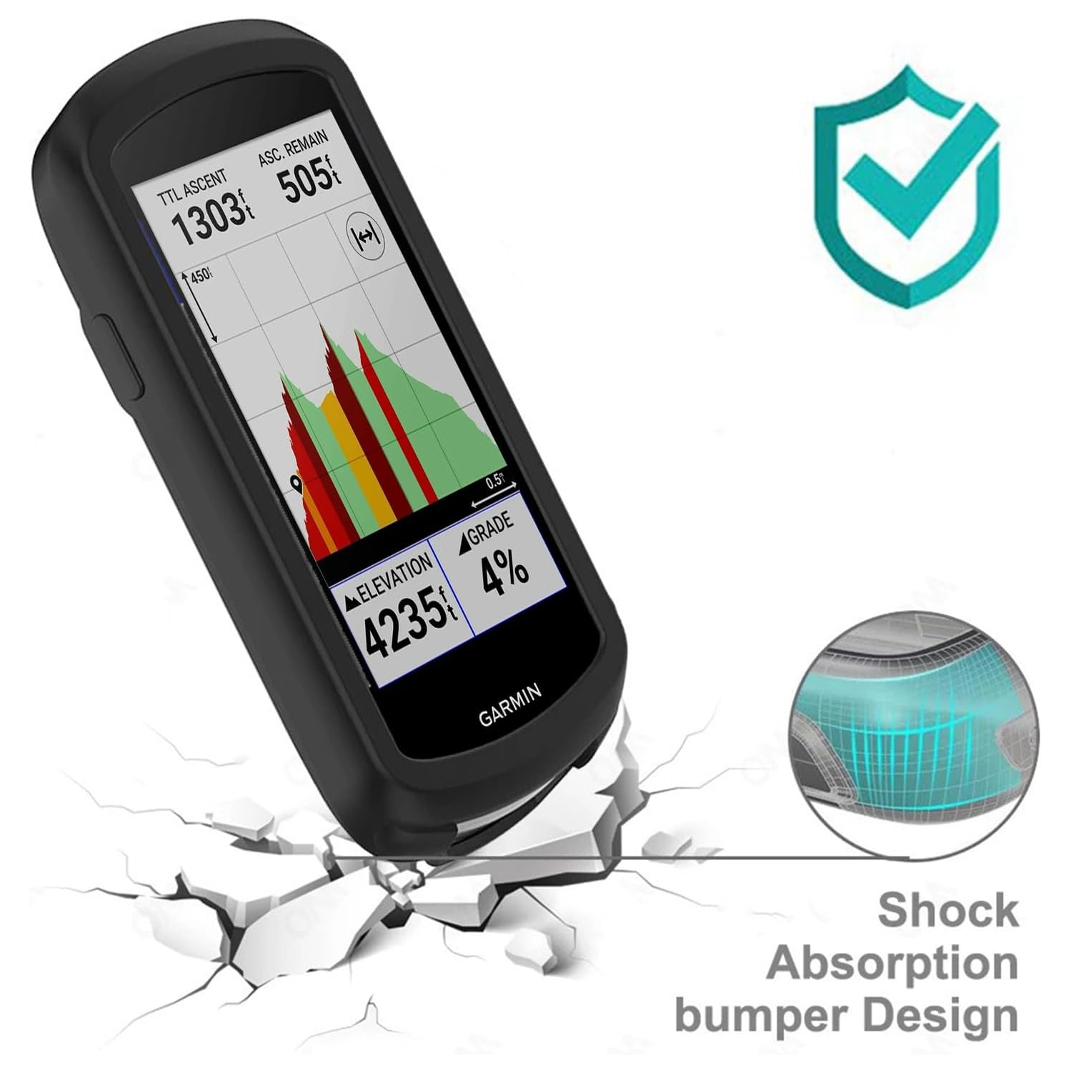 Étui pour Garmin Edge 1040/Edge 1040 Solar + protecteur d'écran, flexible résistant aux égratignures et aux chocs