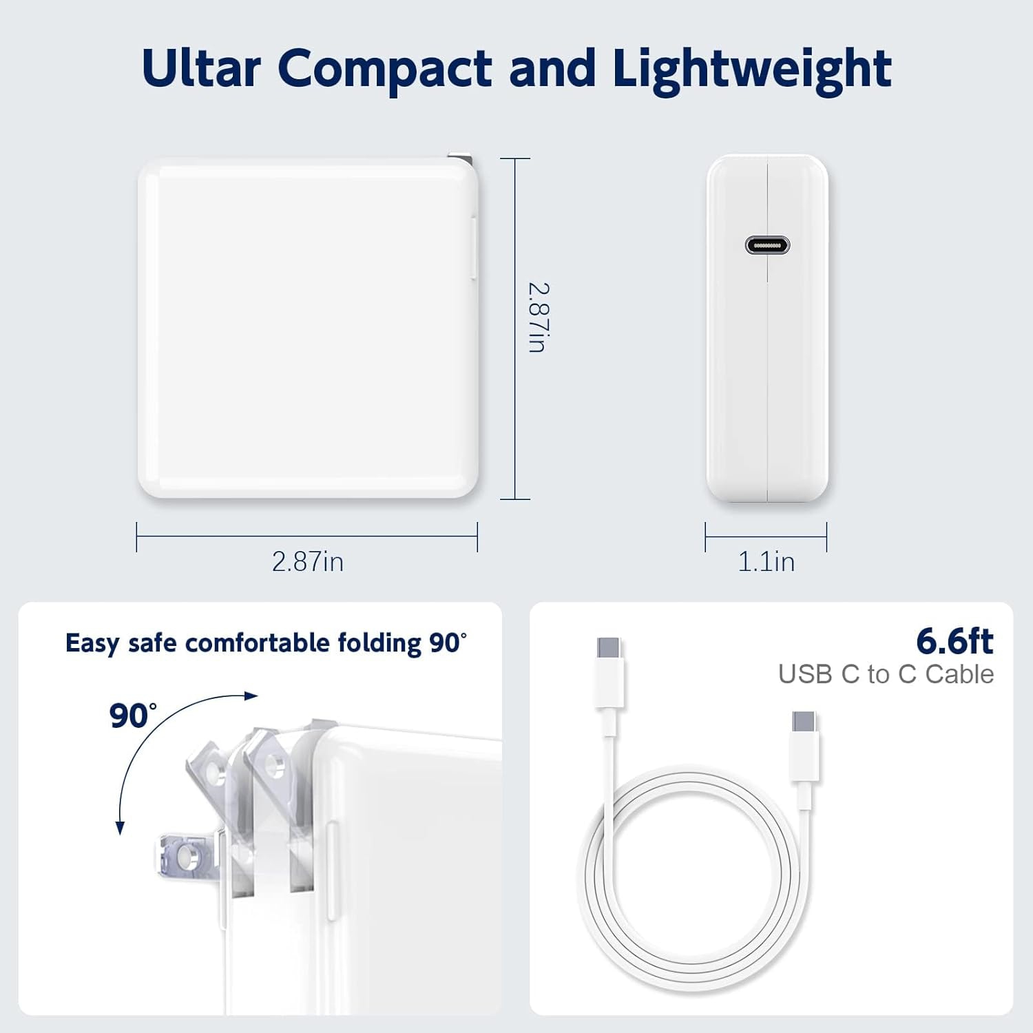 Chargeur MacBook Pro 96 W Chargeur USB-C pour MacBook Pro Air de 13 14 15 16 po 2022/2021/2020/2019/2018, Rapide