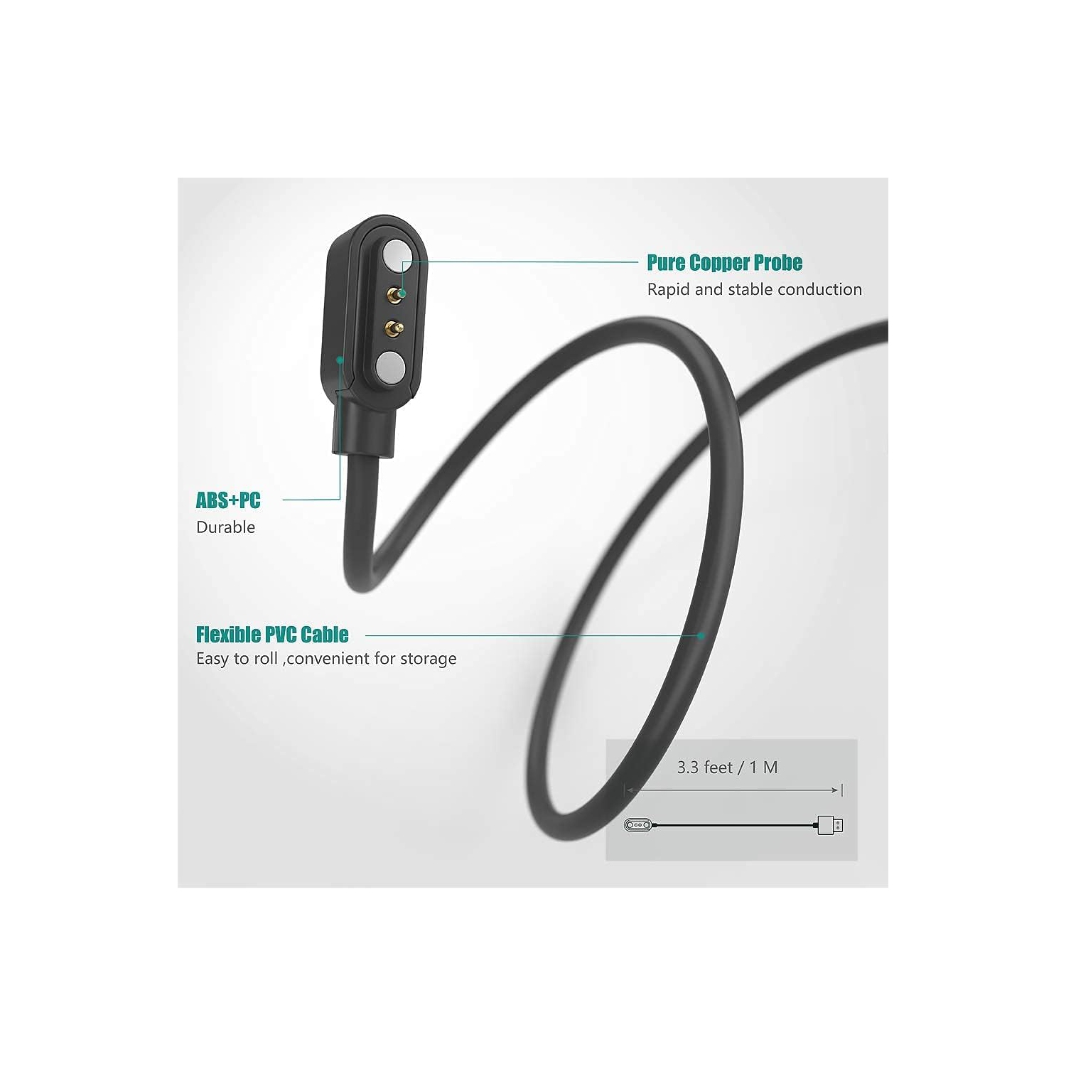 Compatible with TOOBUR Smartwatch Charger, Magnetic USB Charging Cable Replacement Charger Compatible