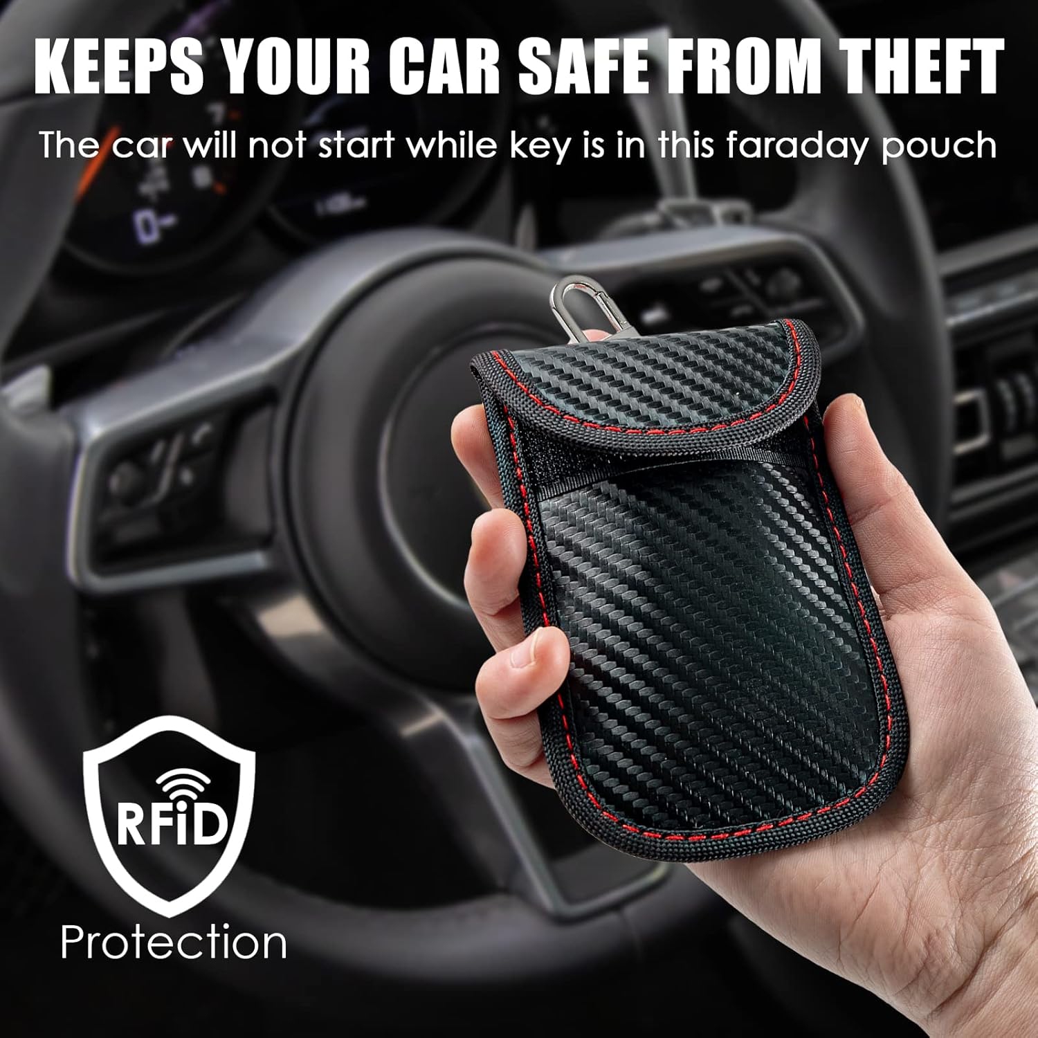 Pochette Faraday pour clés de voiture, 2 sac Faraday pour porte-clés Faraday Porte-clés Protecteur pour porte-clés Car RFID Pochette de signalisation