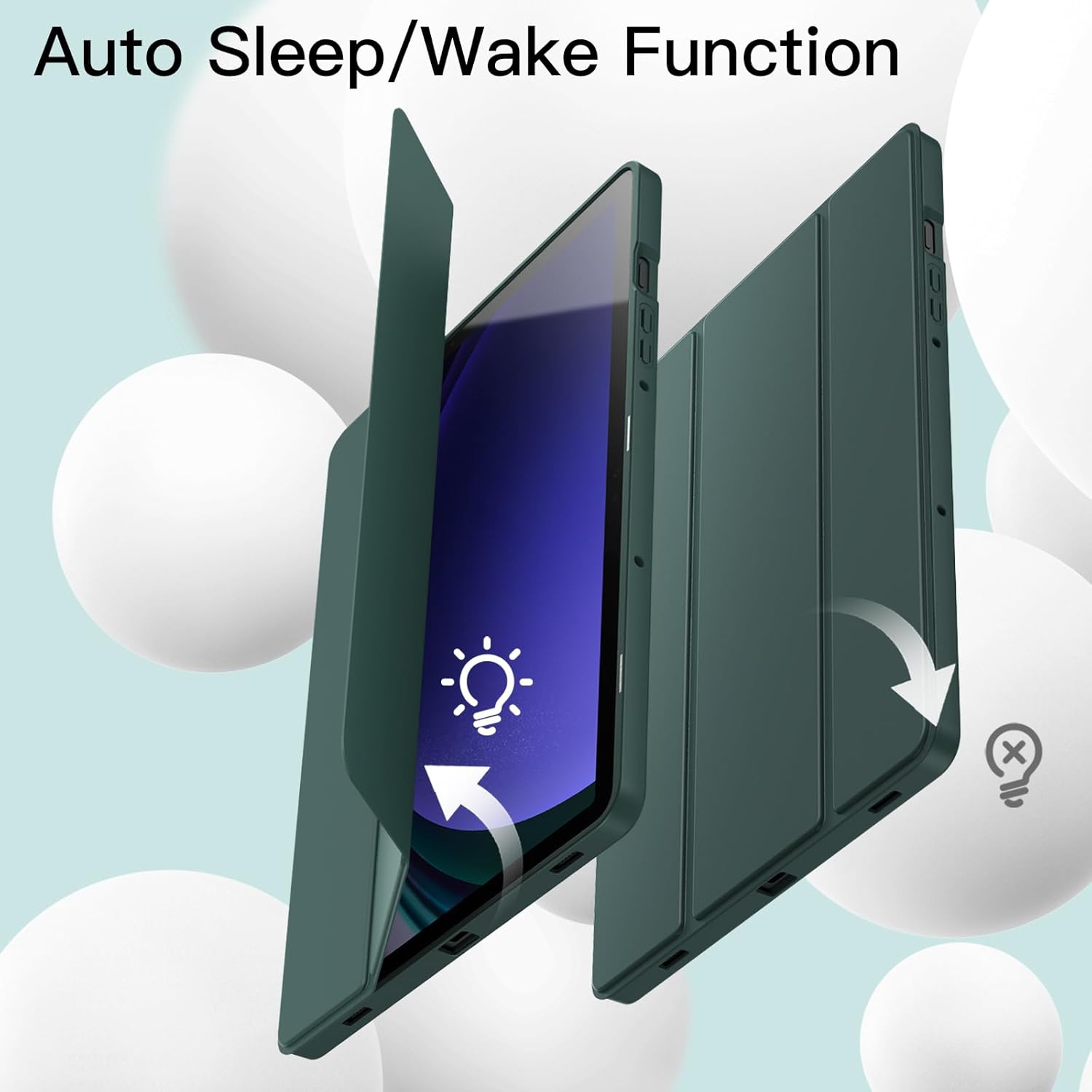 Case for Samsung Galaxy Tab S9 11 Inch with S Pen Holder, Soft TPU Tri-Fold Stand Protective Tablet Cover,