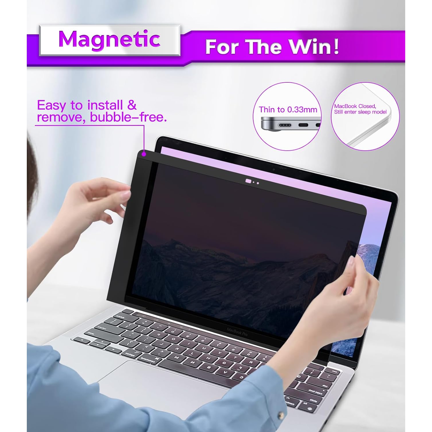 Magnetic Privacy Screen MacBook Pro 13 Inch/Air 13 Inch - Easy On/Off Anti-Blue Light Glare Privacy Screen