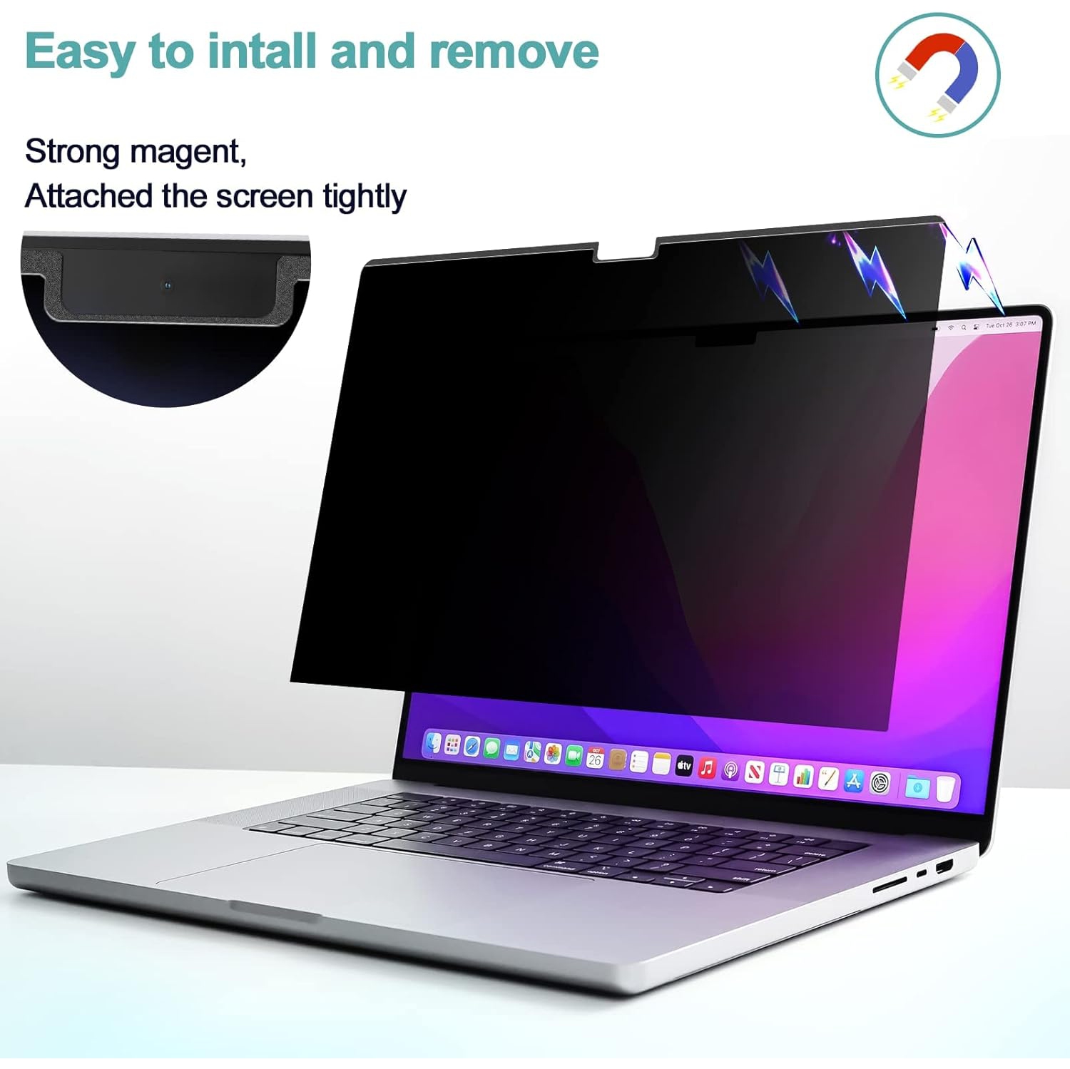 Magnetic Privacy Screen for Macbook Air 13.6 Inch Model: A2681 A3113, Removable Matte Anti