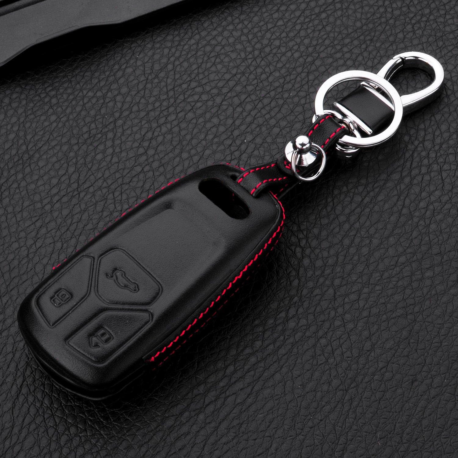 Men Women Genuine Leather Key Fob Cover For Audi A4 A4L A5 A6 A7 A8 Q5 Q7 R8 RS Q3 RS4 RS5 RS7 S4 S5 S6 S7 S8