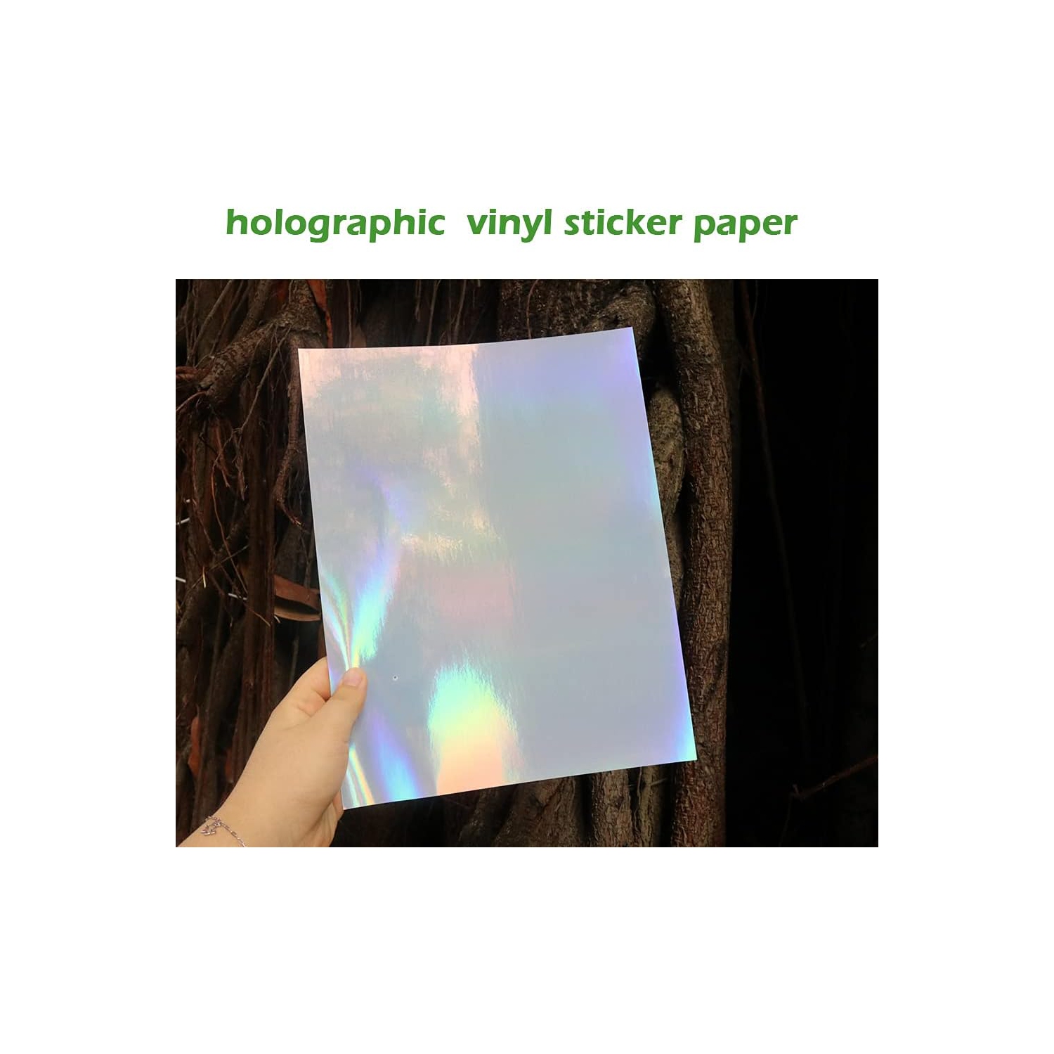 20 feuilles de vinyle imprimables holographiques Papier autocollant pour imprimante laser à jet d'encre, 8,5 x 11 po