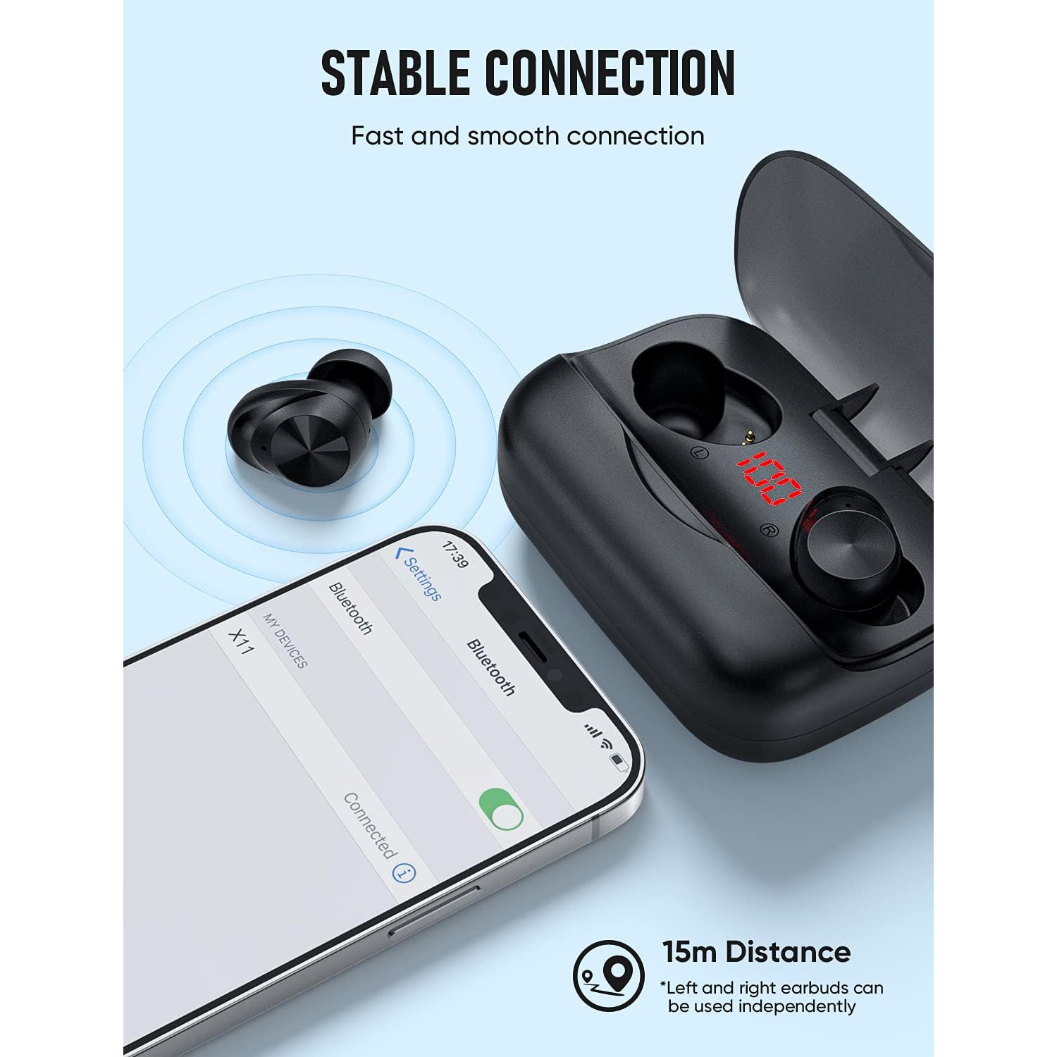 X11 True Earbuds, Bluetooth Headphones Touch Control, TWS Sport Earphones with rophone and Deep