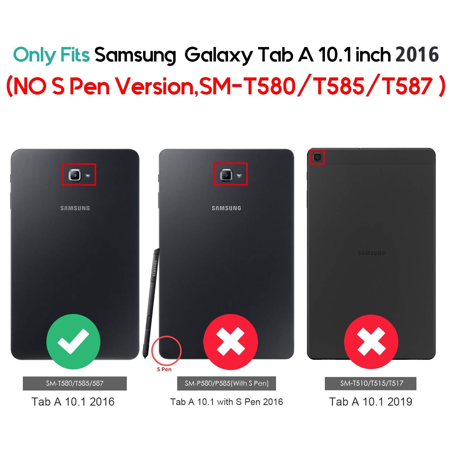 Étui mince pour Galaxy Tab A 10,1 2016 SM-T580 T585 T587, étui-support intelligent léger pour ancien modèle