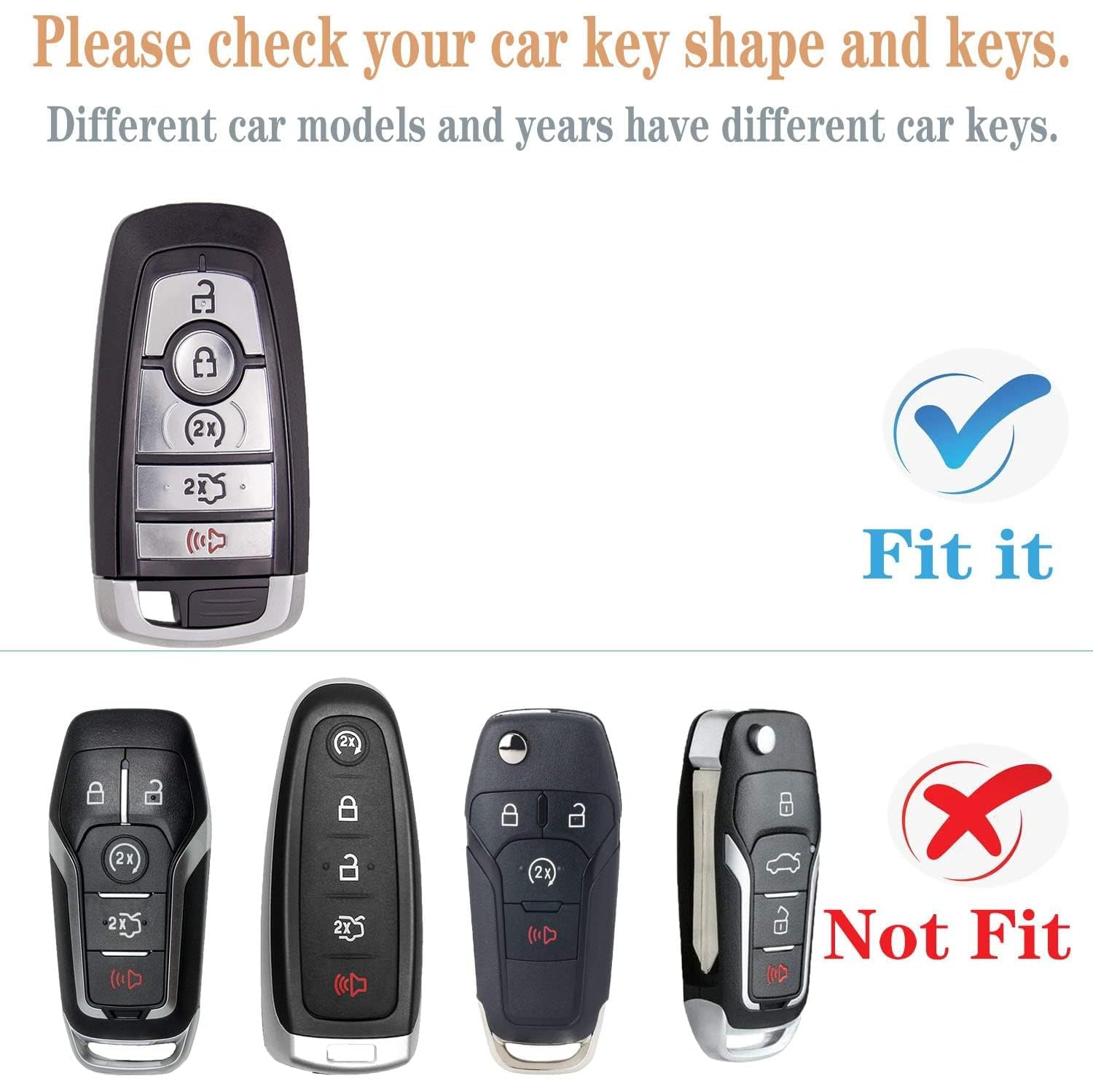 Fit for Ford Key Fob Cover Case with Keychain Fit Expedition for Mustang Fusion F250 F350 F450 F550 Edge