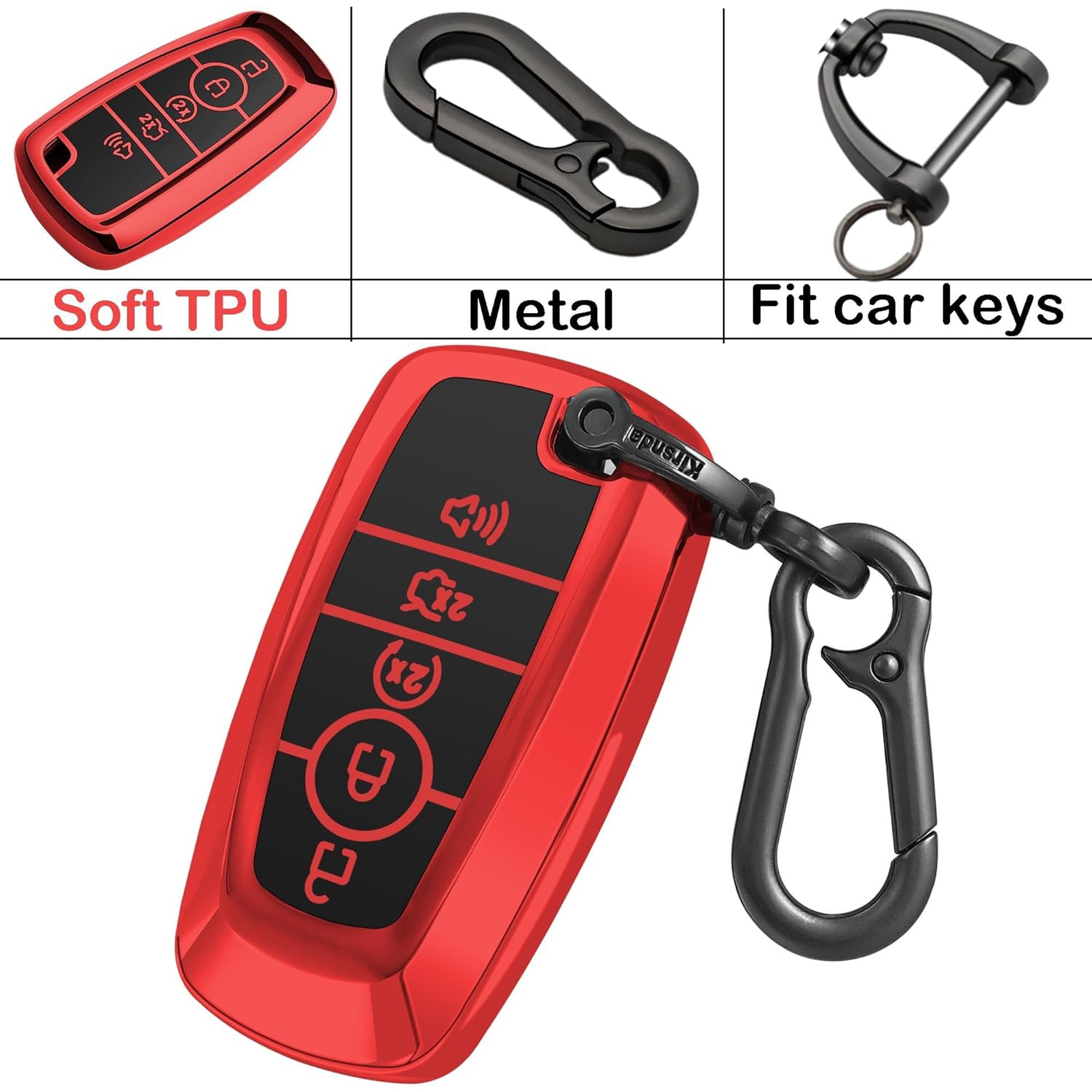 Fit for Ford Key Fob Cover Case with Keychain Fit Expedition for Mustang Fusion F250 F350 F450 F550 Edge