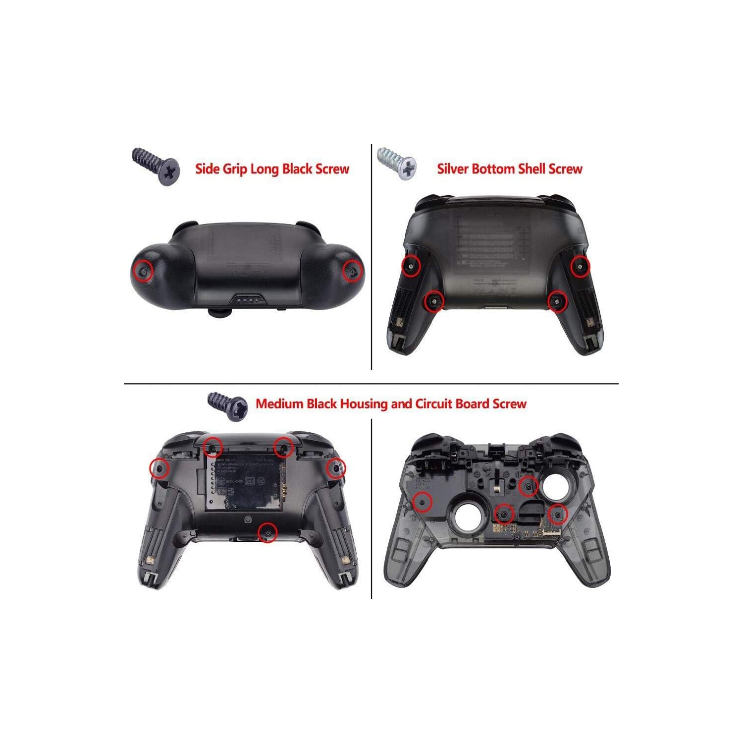 Faceplate Backplate Handles for Switch Pro Controller, Clic SNES Style Replacement Shell Case