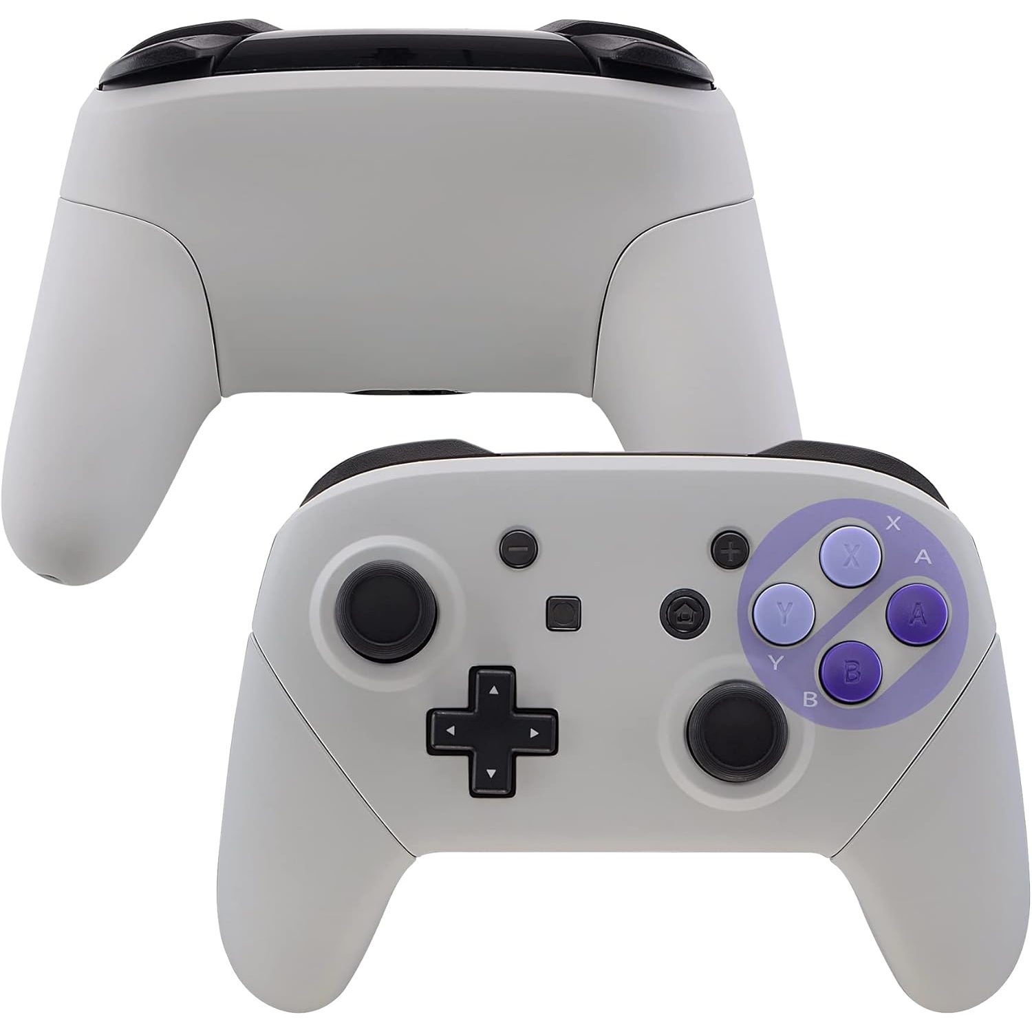 Faceplate Backplate Handles for Switch Pro Controller, Clic SNES Style Replacement Shell Case